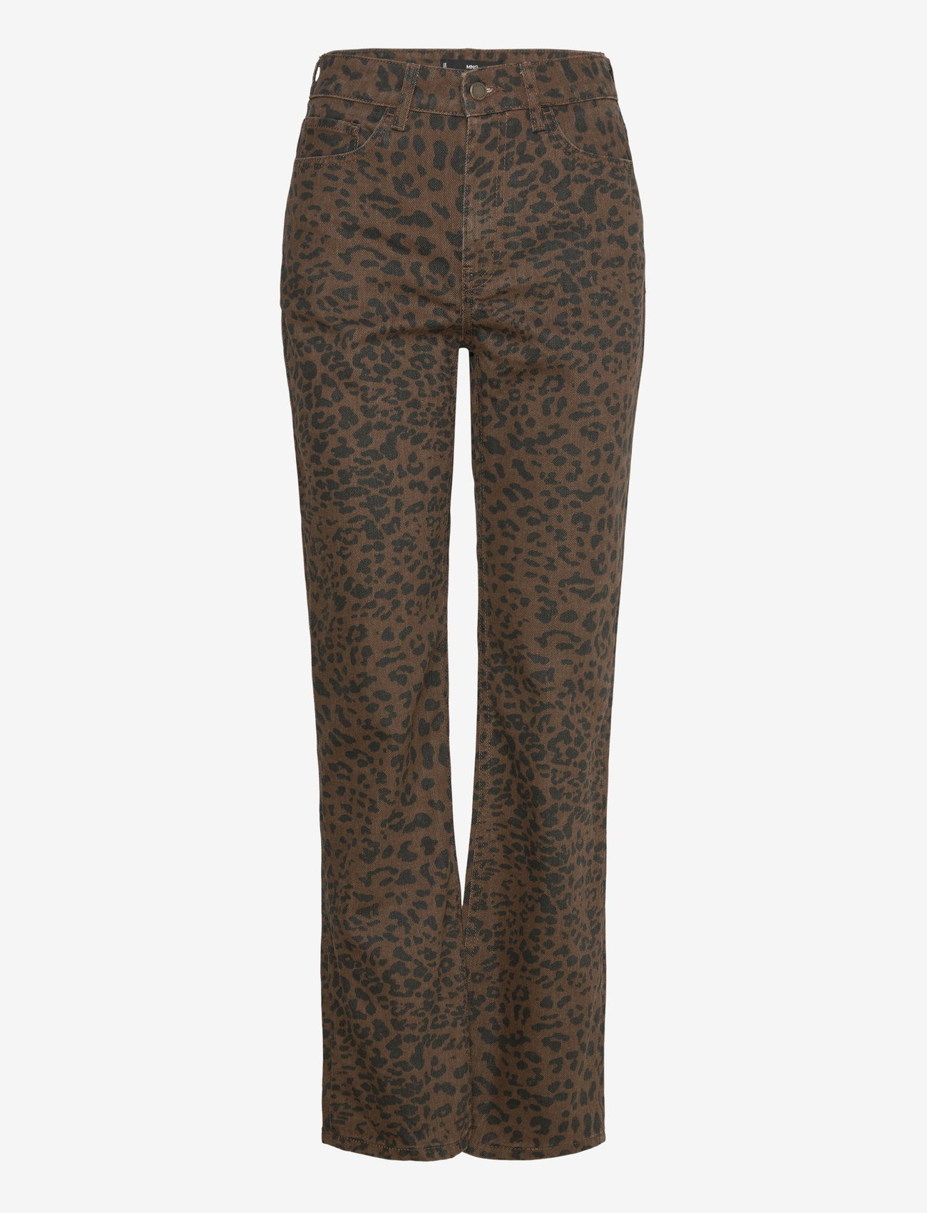 Mango - Leopard-print straight jeans - straight jeans - dark brown - 1