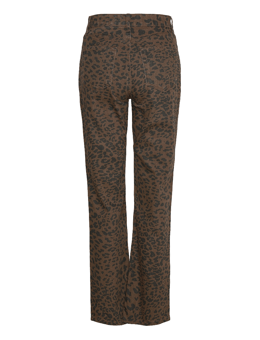 Mango - Leopard-print straight jeans - raka jeans - dark brown - 2