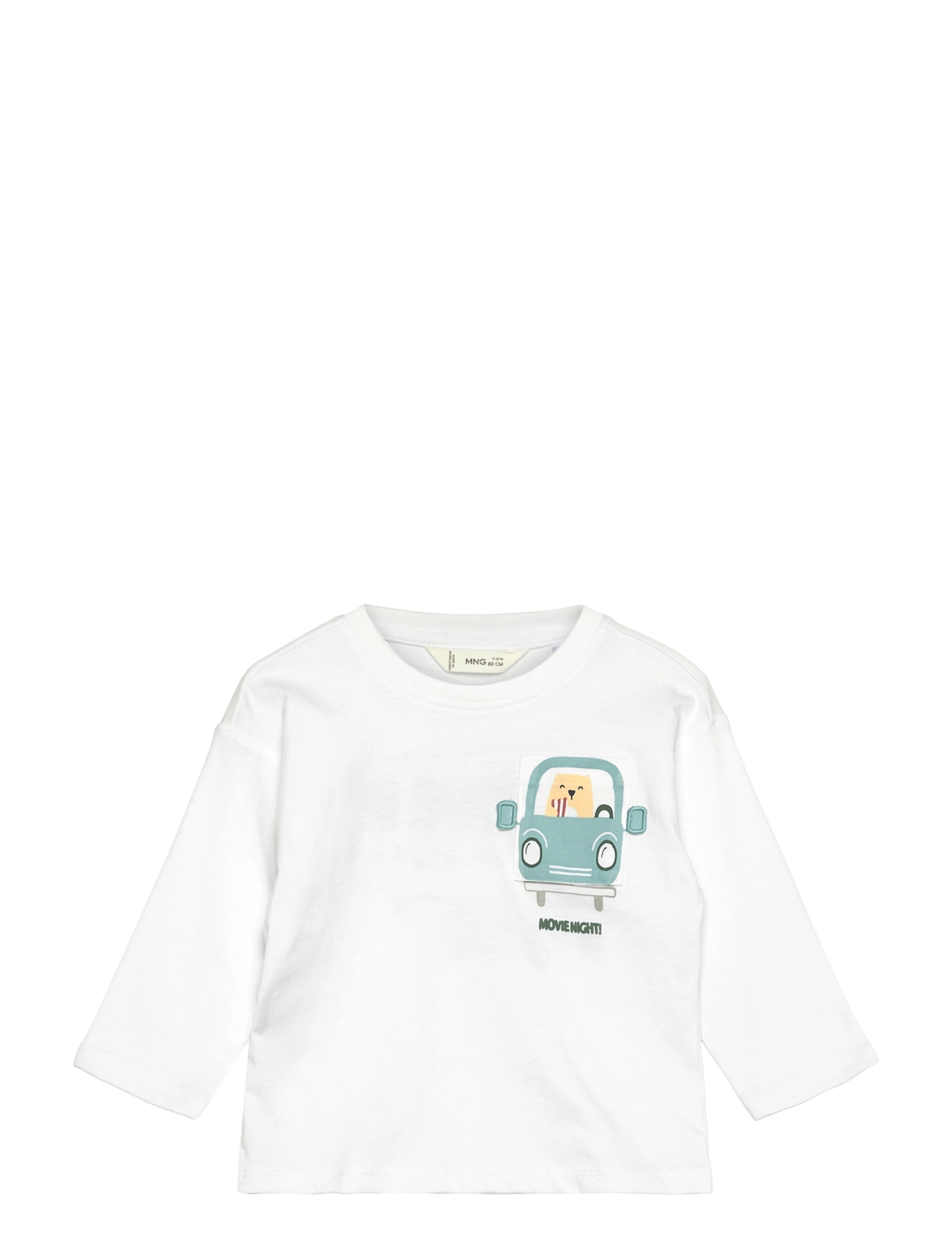 Mango - Embossed cotton T-shirt - natural white - 0