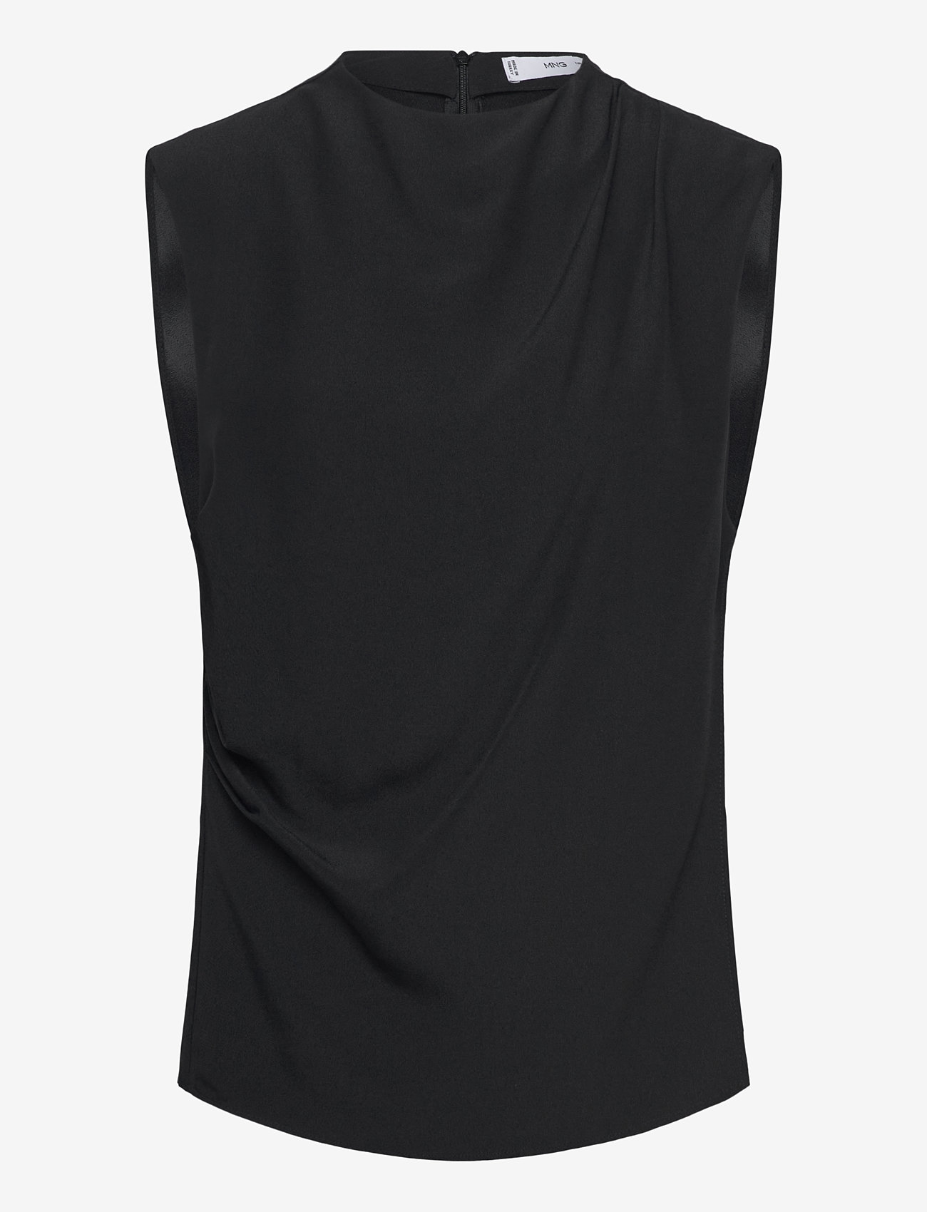 Mango - Sleeveless draped blouse - black - 1