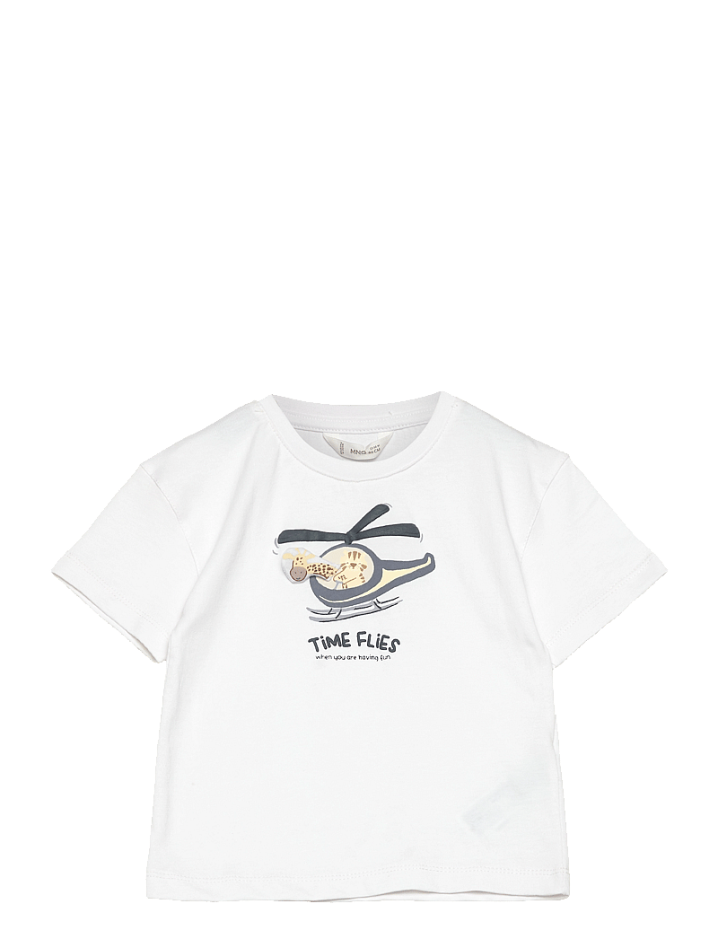 Mango - Embossed cotton T-shirt - kortärmade t-shirts - natural white - 0