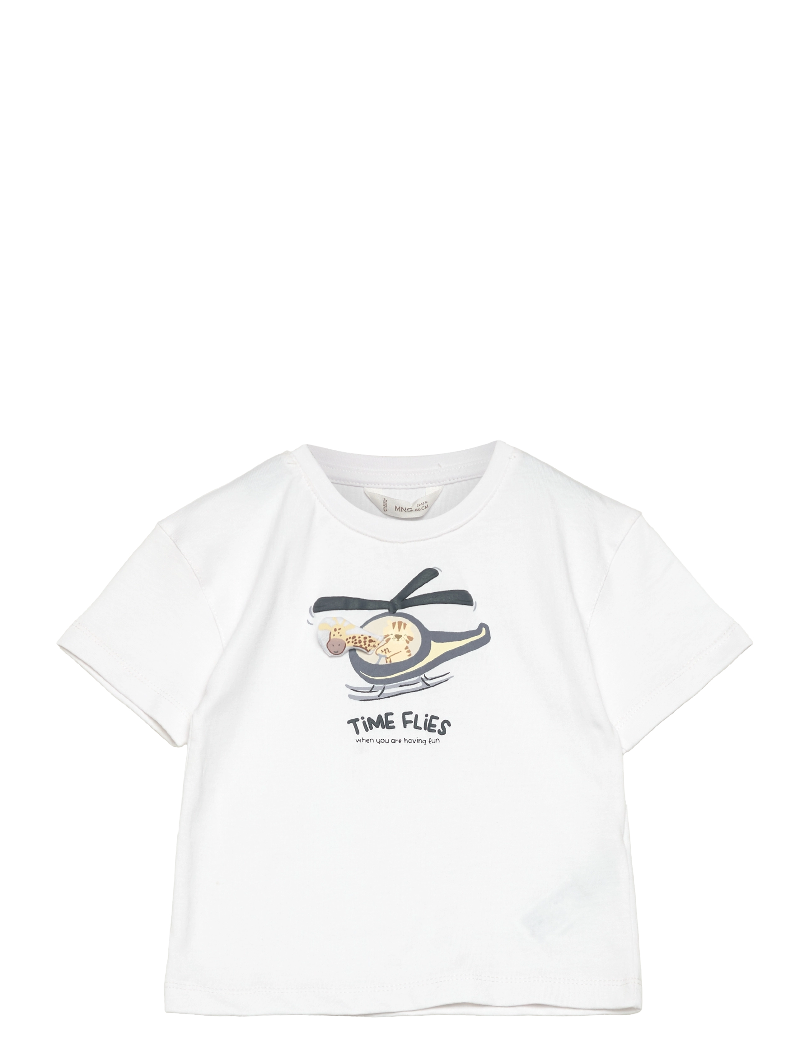 Mango Embossed cotton T-shirt - Tøj - NATURAL WHITE / white