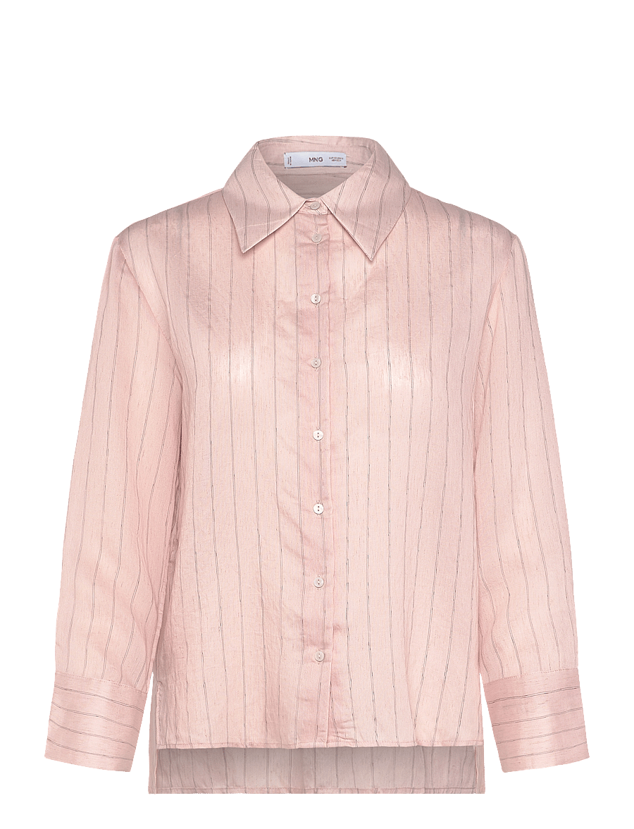 Mango - Stripe-print shirt - langärmlige hemden - pink - 0