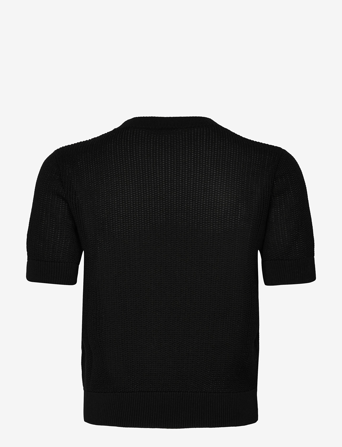 Mango - Short-sleeved openwork knitted sweater - strikkegensere - black - 1