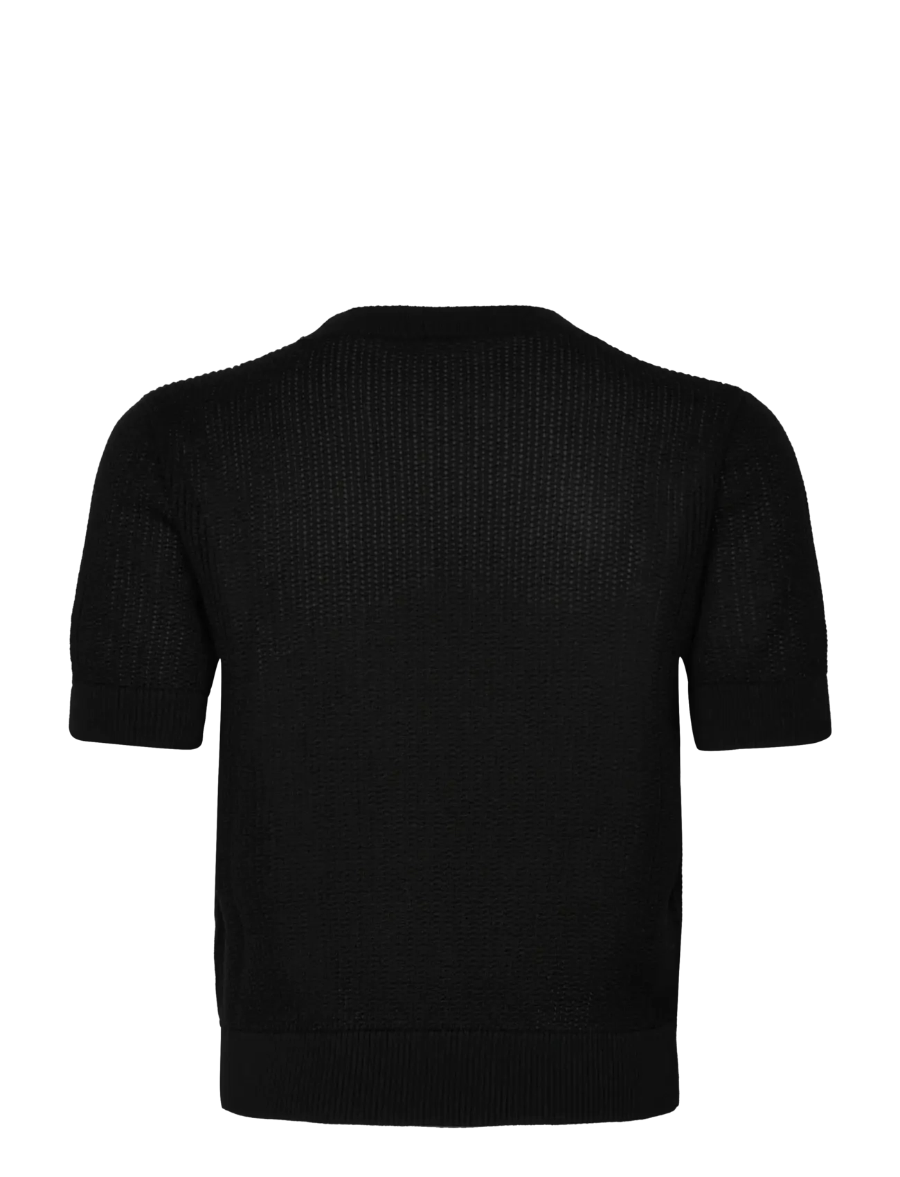 Mango - Short-sleeved openwork knitted sweater - stickade tröjor - black - 1