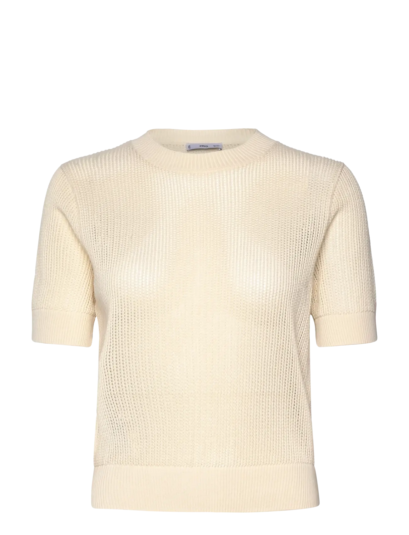 MANGO Kurzärmelig Openwork Strick Pullover Beige - S - Damen
