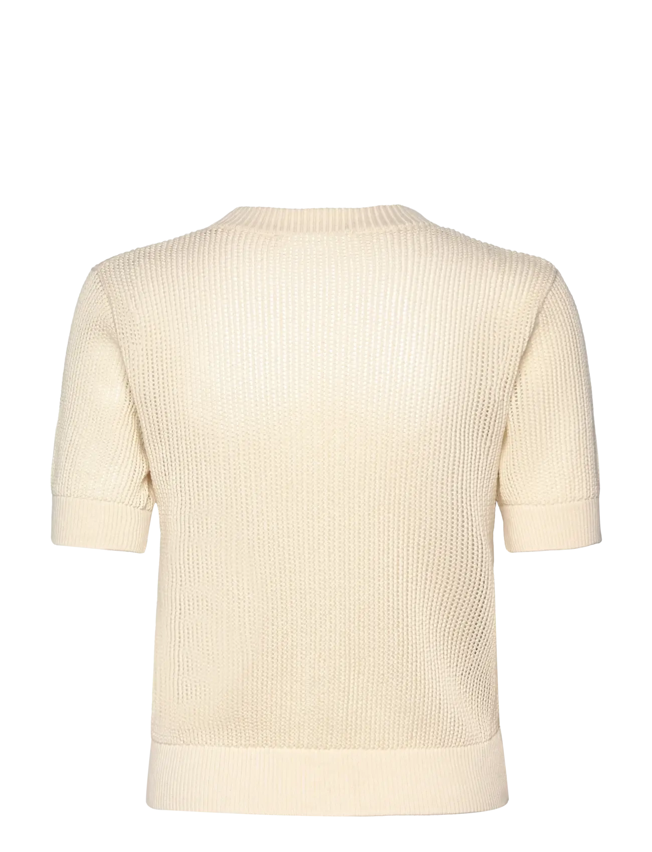 Mango - Short-sleeved openwork knitted sweater - laveste priser - light beige - 1