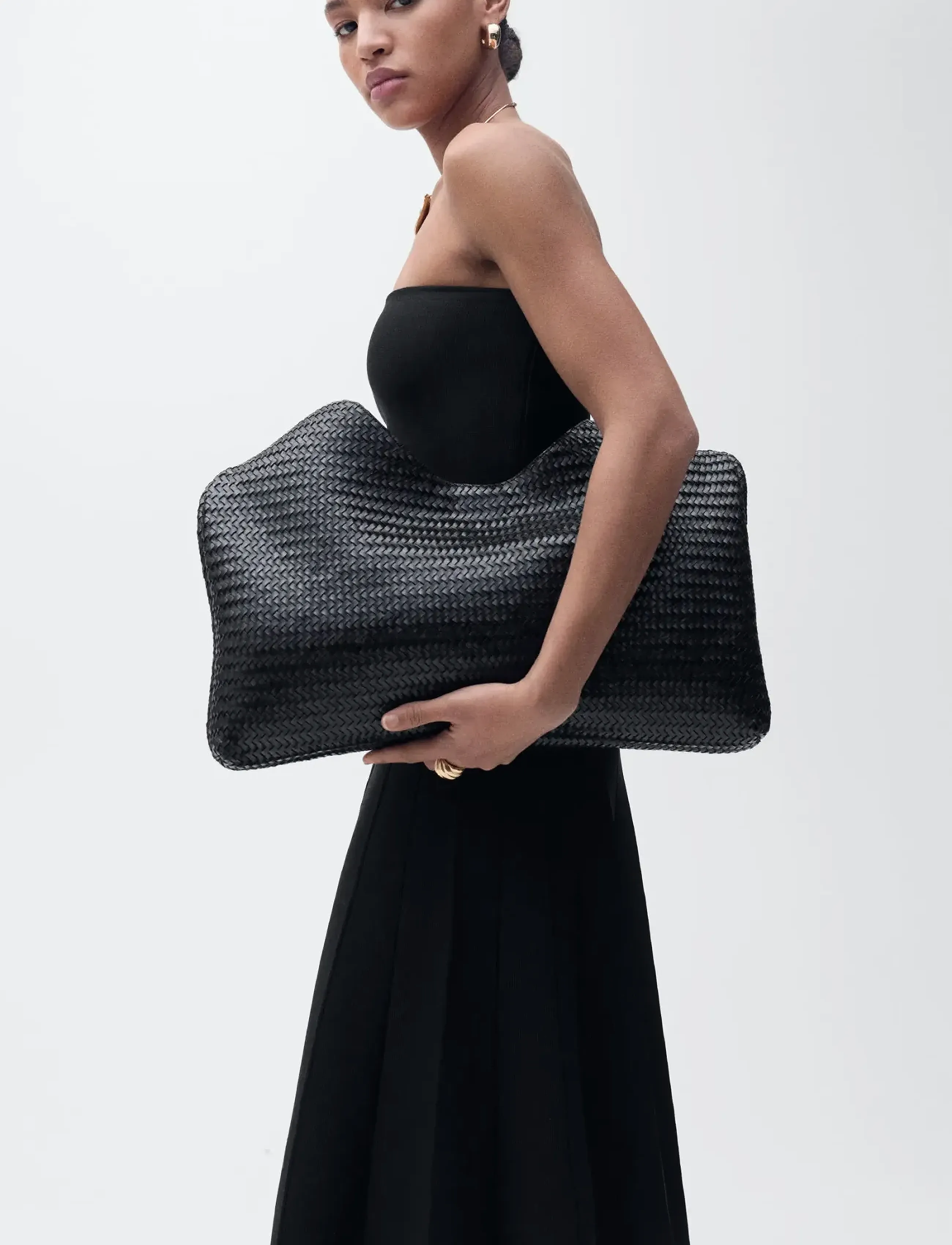 Mango Strapless Flared Knitted Dress, M, Black, Nederdele > Maxi Nederdele, Dame