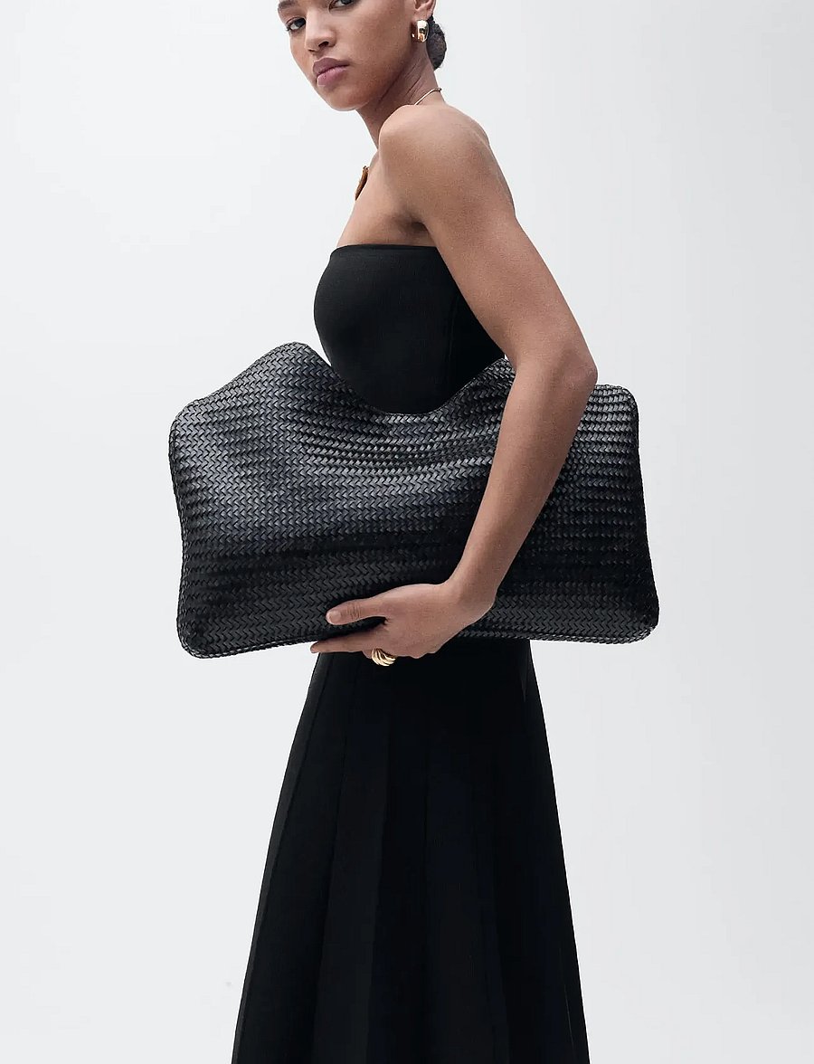Mango - Strapless flared knitted dress - maxikjolar - black - 0