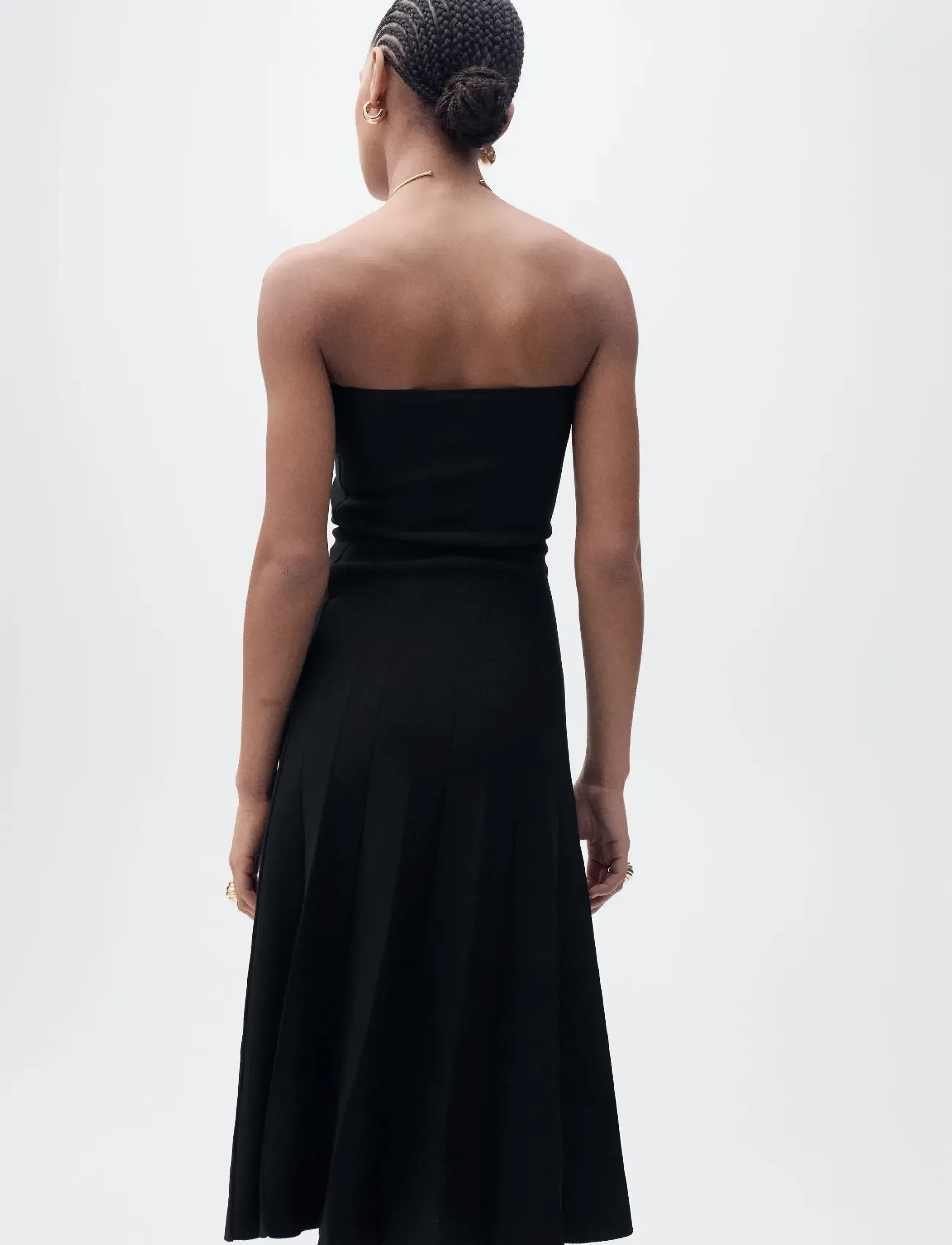 Mango - Strapless flared knitted dress - lange skjørt - black - 3