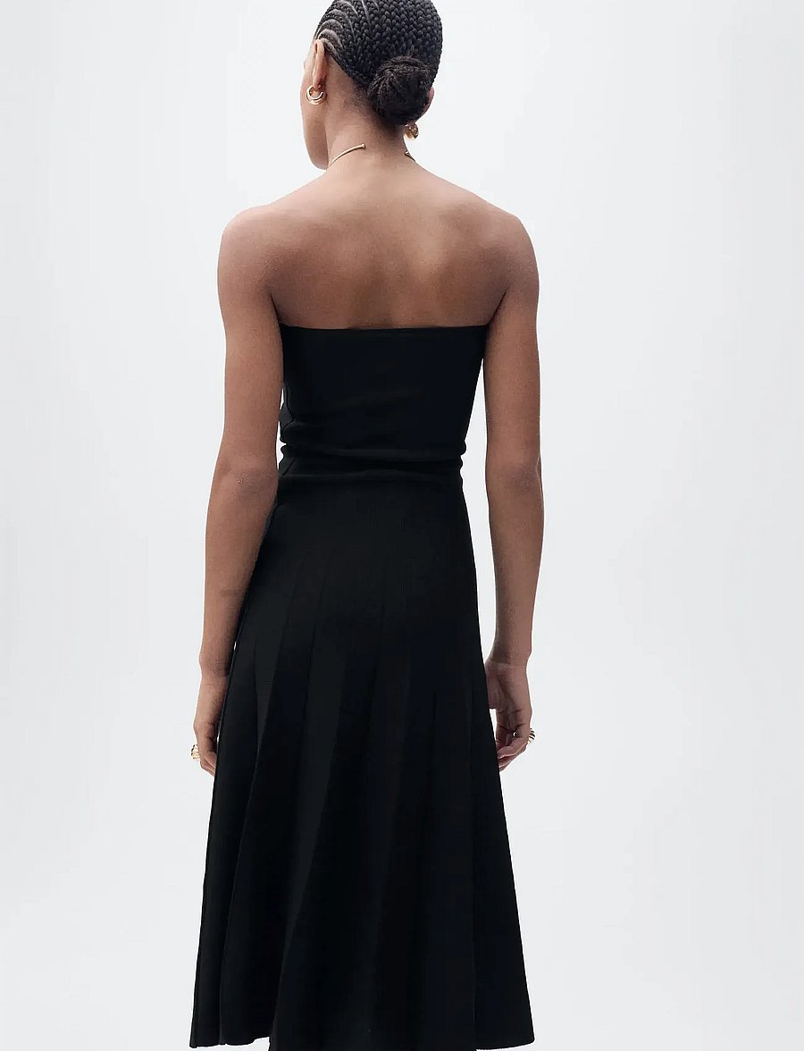 Mango - Strapless flared knitted dress - maxikjolar - black - 3