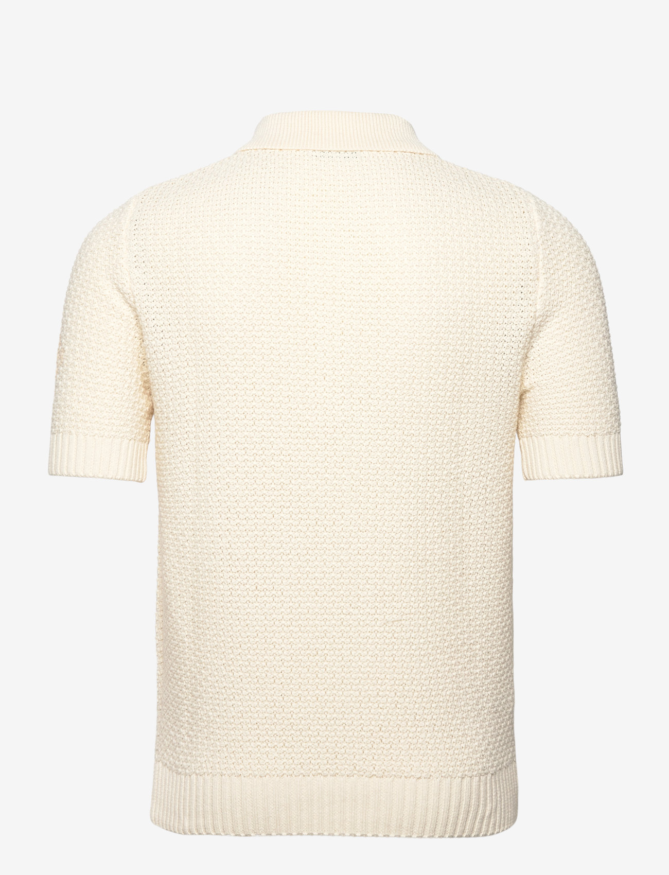 Mango - Openwork cotton knitte polo shirt - short-sleeved polos - light beige - 1