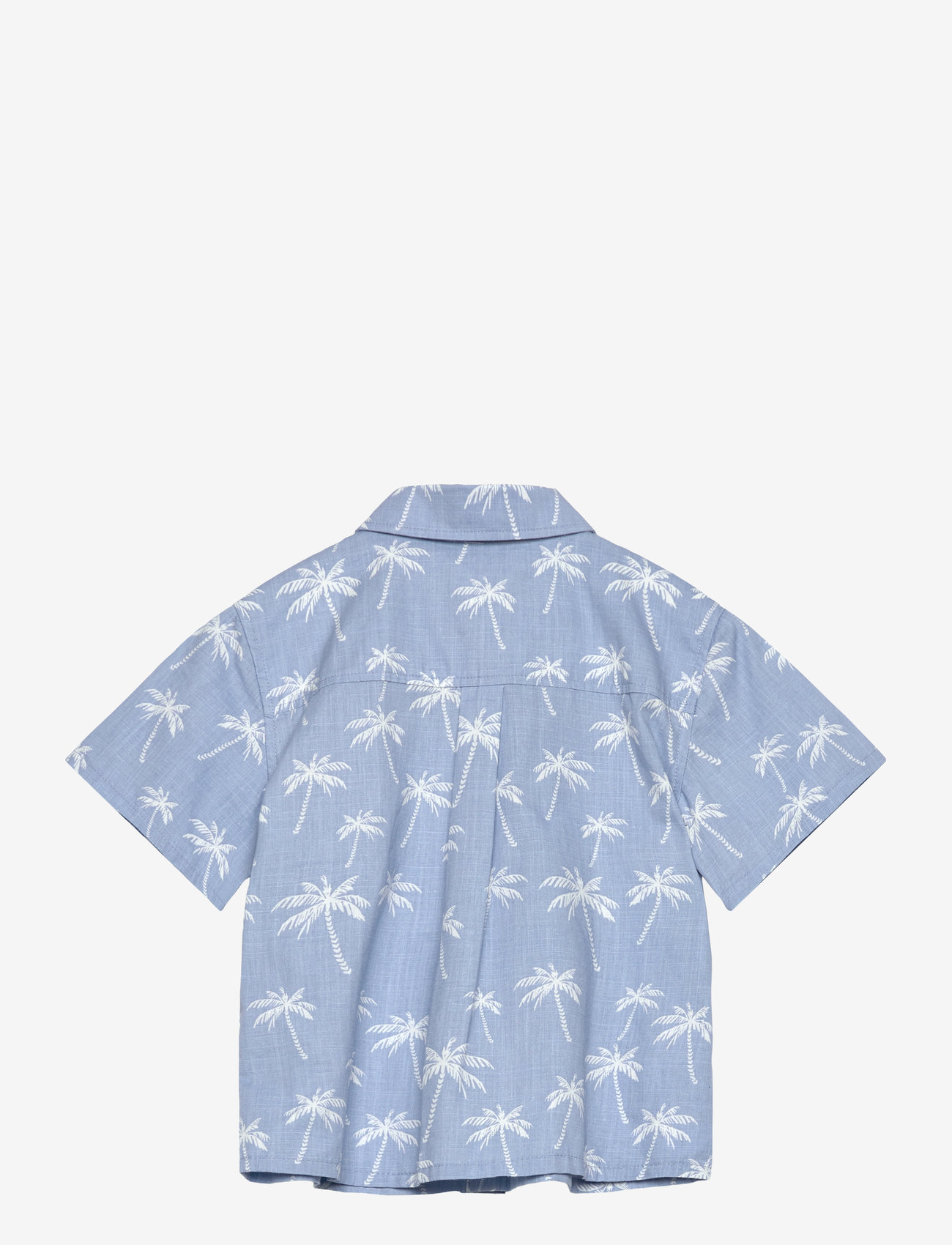 Mango - Palm print cotton shirt - kurzärmlige hemden - medium blue - 1