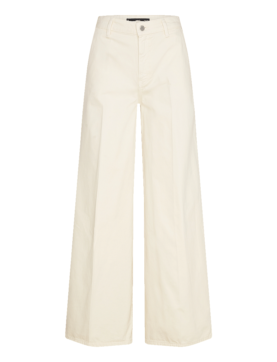 Mango - High-waisted wide-leg jeans - brede jeans - light beige - 0