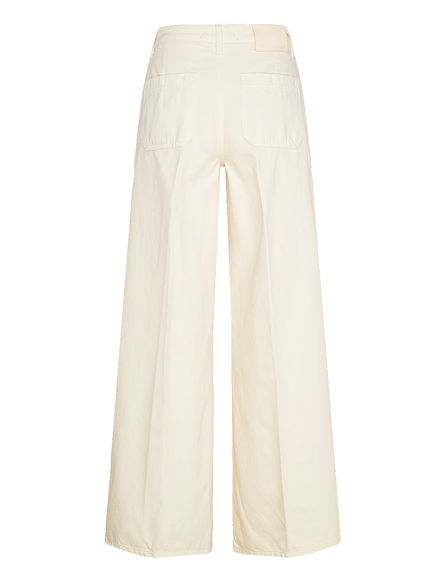 Mango - High-waisted wide-leg jeans - brede jeans - light beige - 1