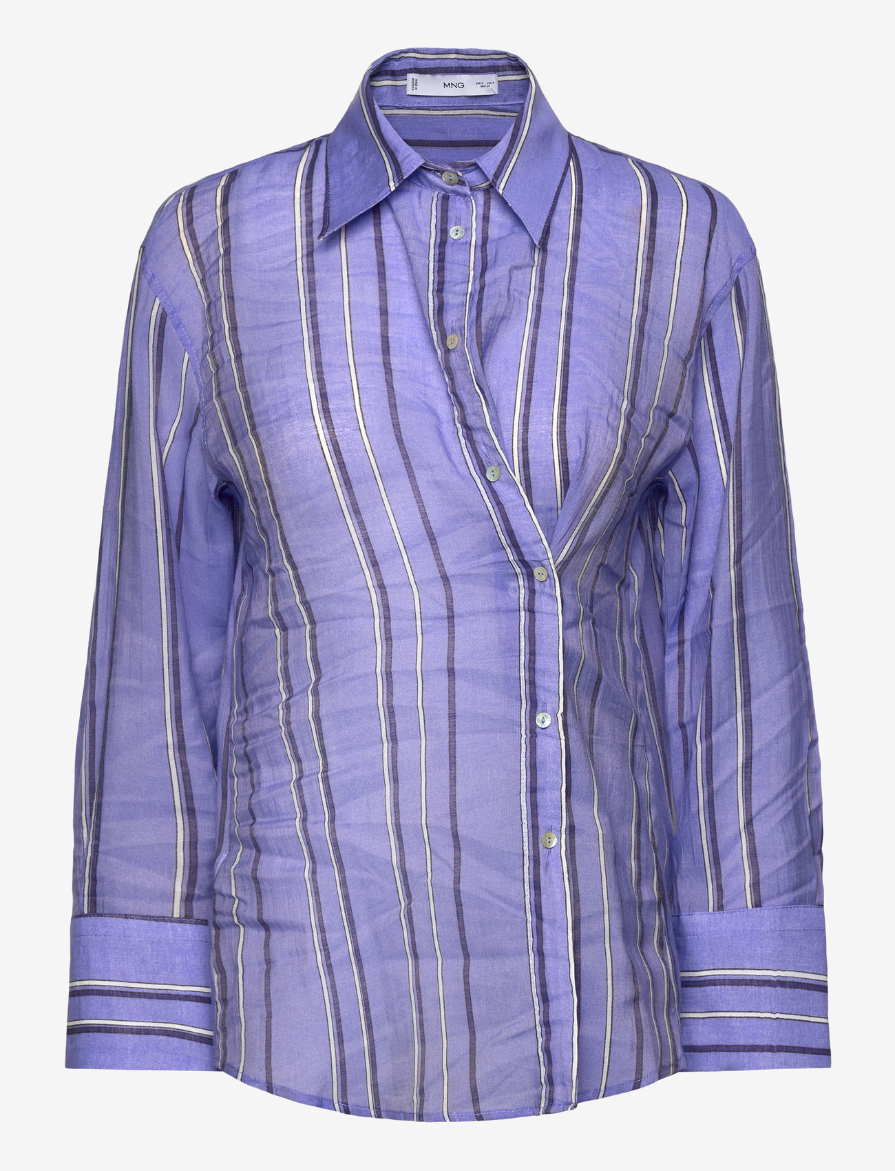 Mango - Striped shirt with multi-position closure - langärmlige hemden - medium blue - 1
