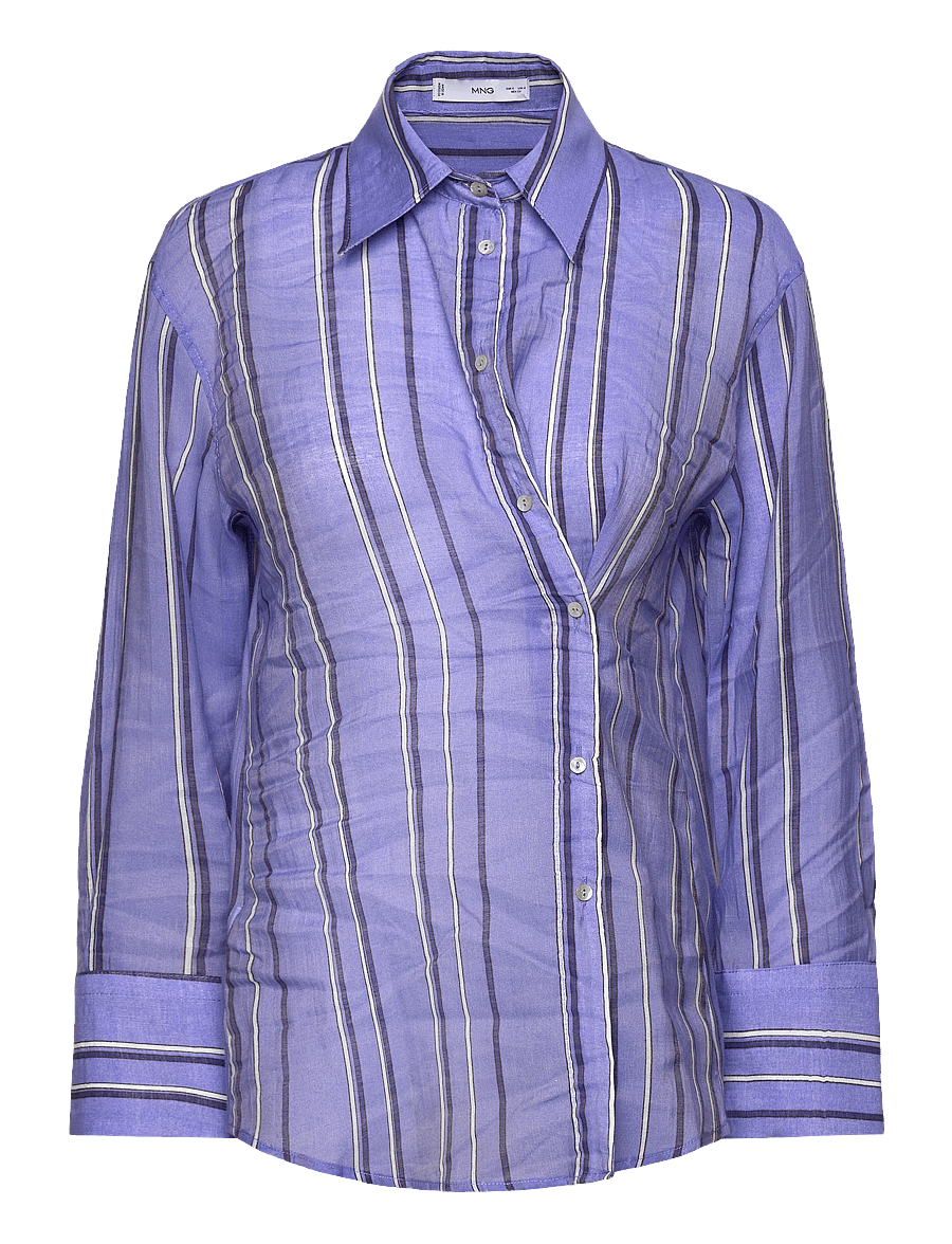 Mango - Striped shirt with multi-position closure - langærmede skjorter - medium blue - 1