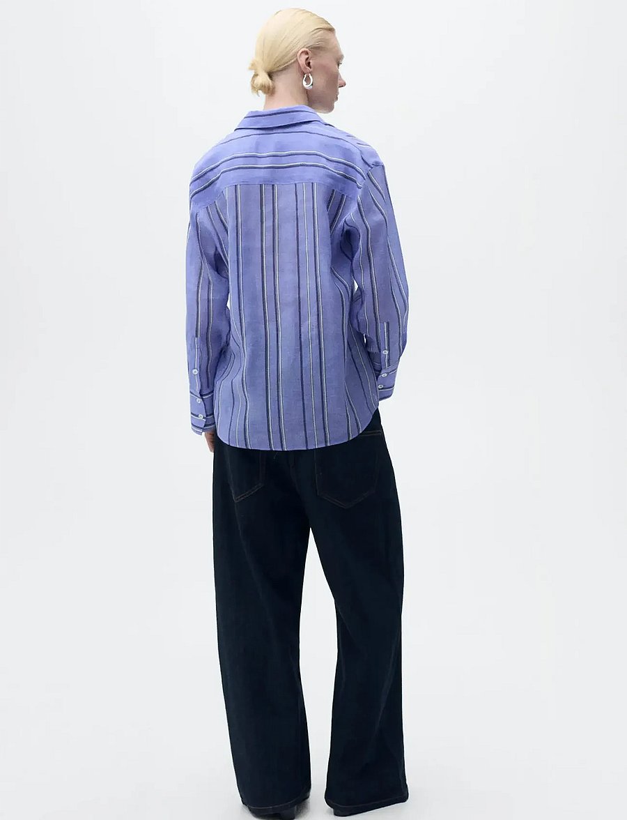 Mango - Striped shirt with multi-position closure - langærmede skjorter - medium blue - 4