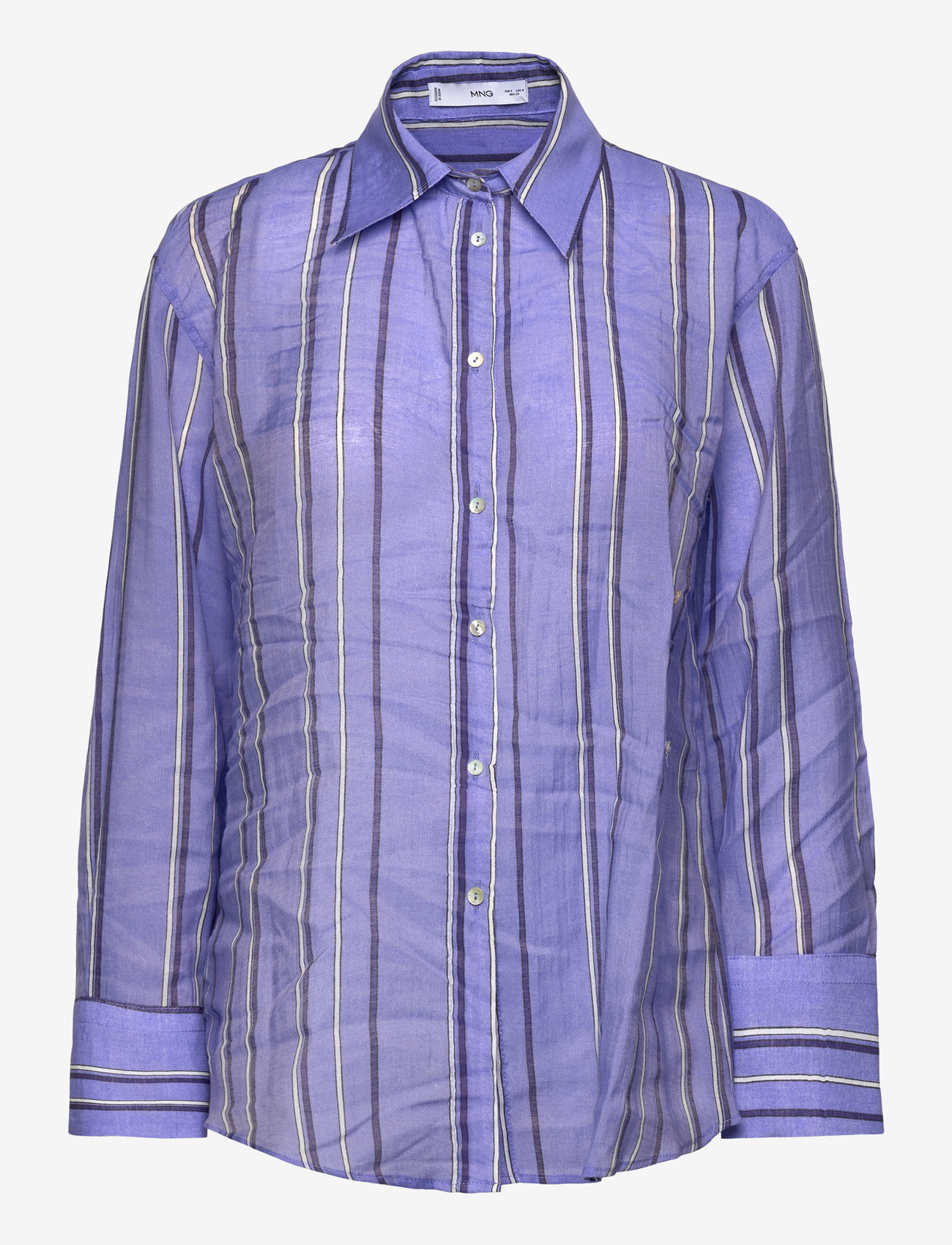 Mango - Striped shirt with multi-position closure - langärmlige hemden - medium blue - 3