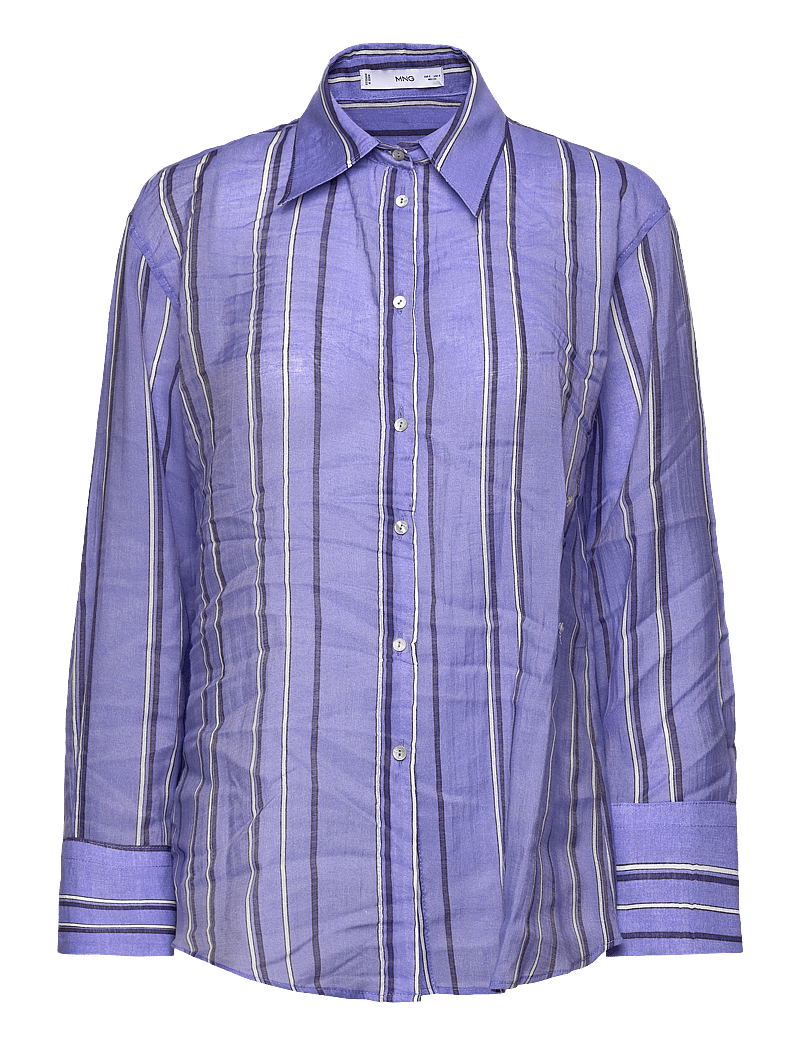 Mango - Striped shirt with multi-position closure - langärmlige hemden - medium blue - 3