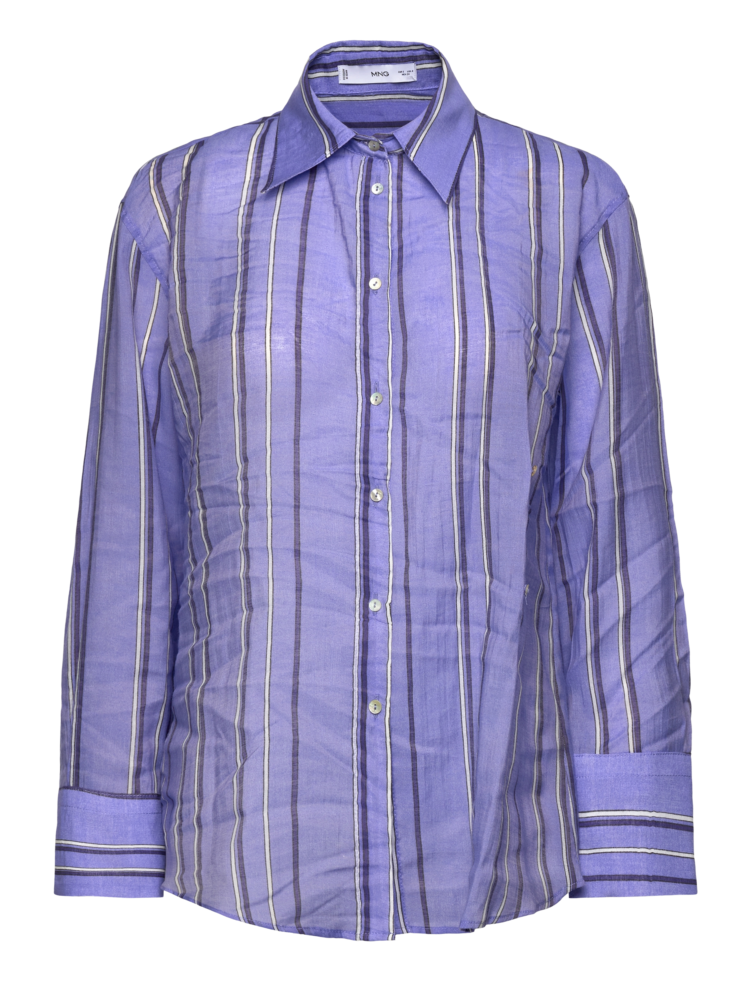 Mango - Striped shirt with multi-position closure - langærmede skjorter - medium blue - 3