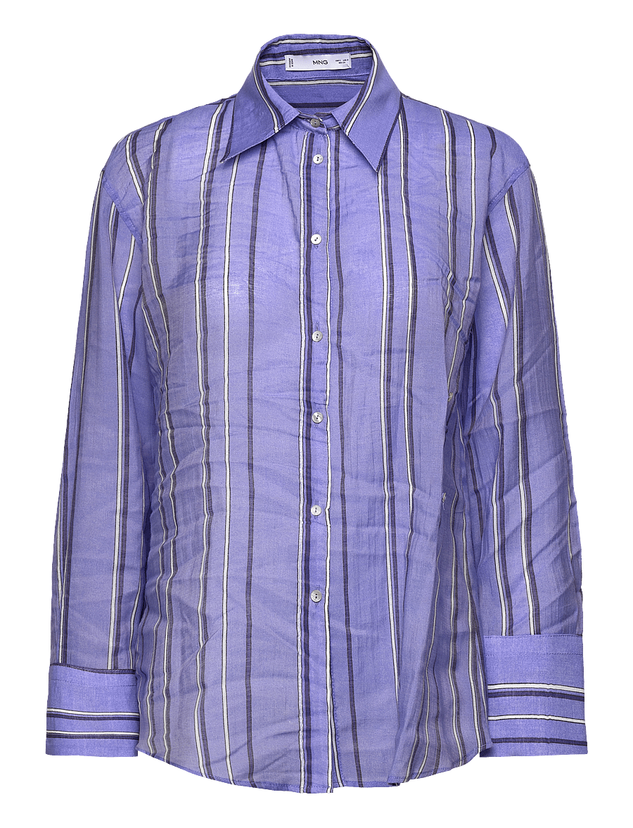 Mango - Striped shirt with multi-position closure - langærmede skjorter - medium blue - 3