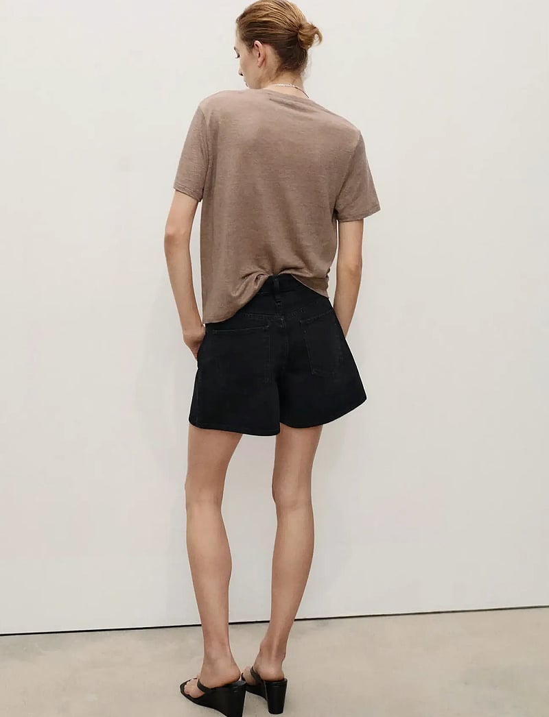 Mango - High-waisted straight-fit denim shorts - jorts - open grey - 3