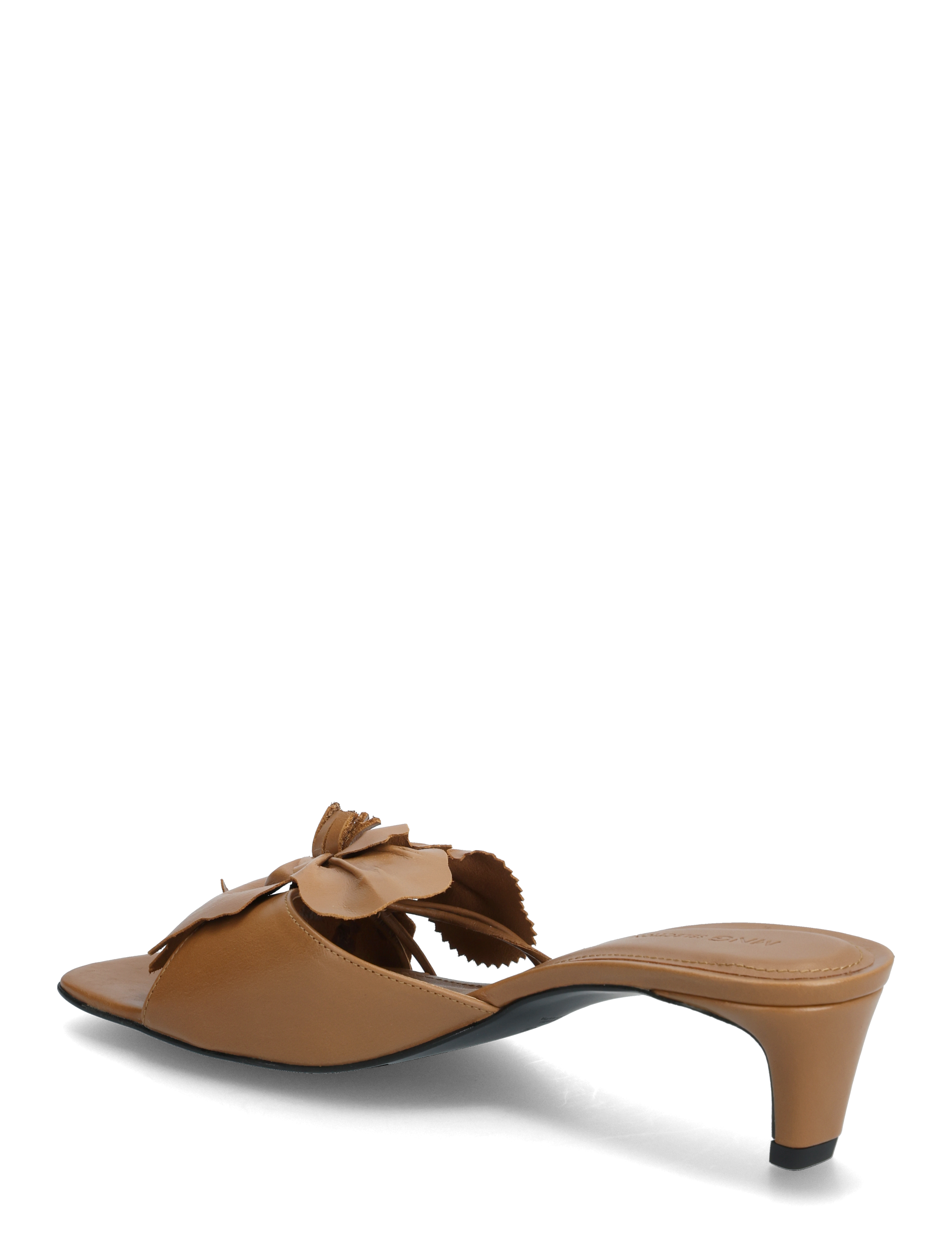 Mango - Leather heeled sandals with flower detail - medium brown - 3