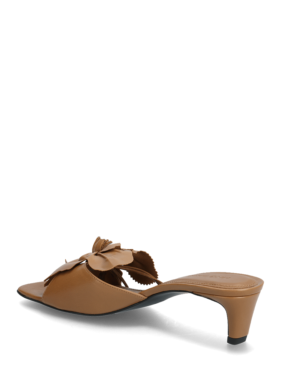 Mango - Leather heeled sandals with flower detail - medium brown - 3