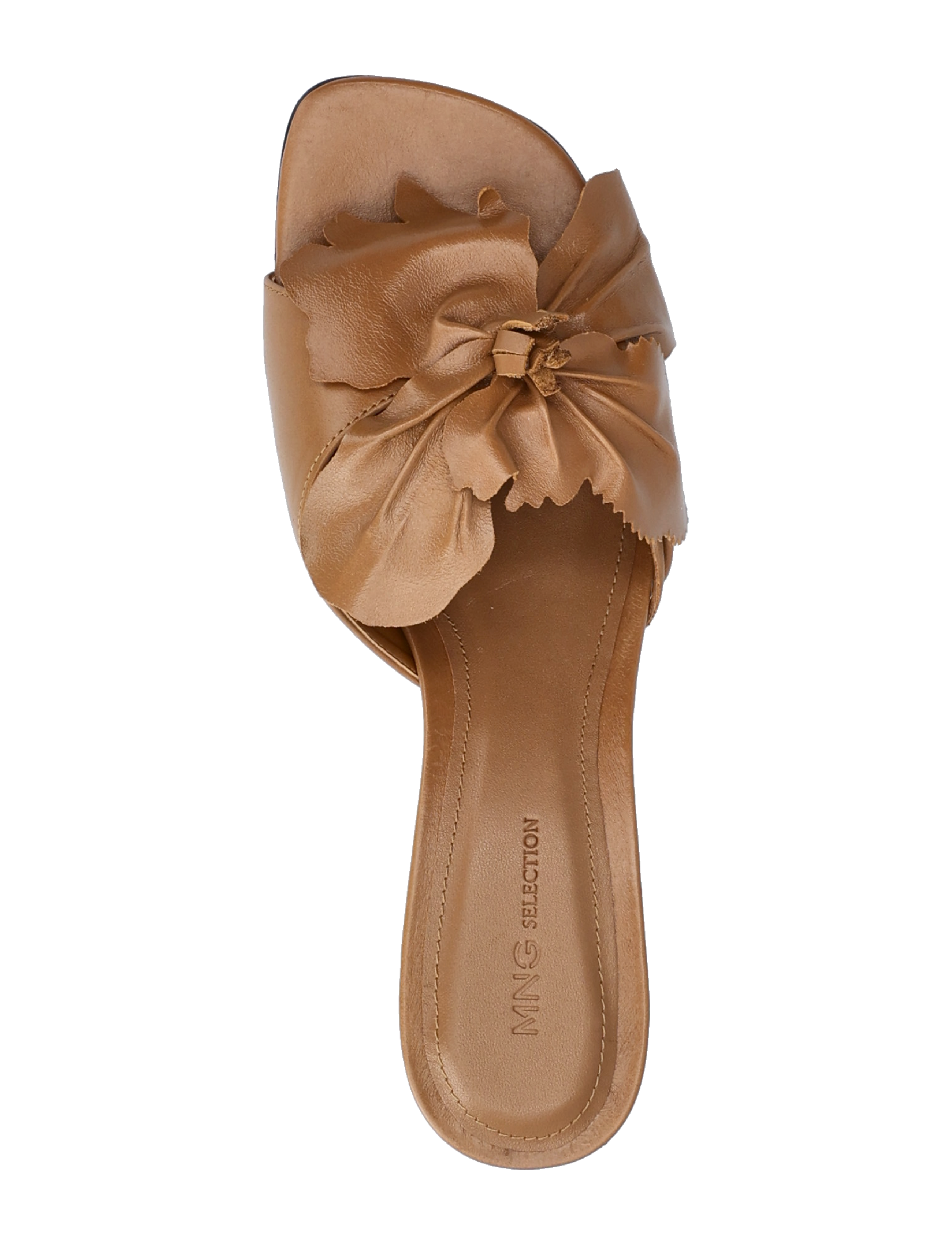 Mango - Leather heeled sandals with flower detail - medium brown - 4
