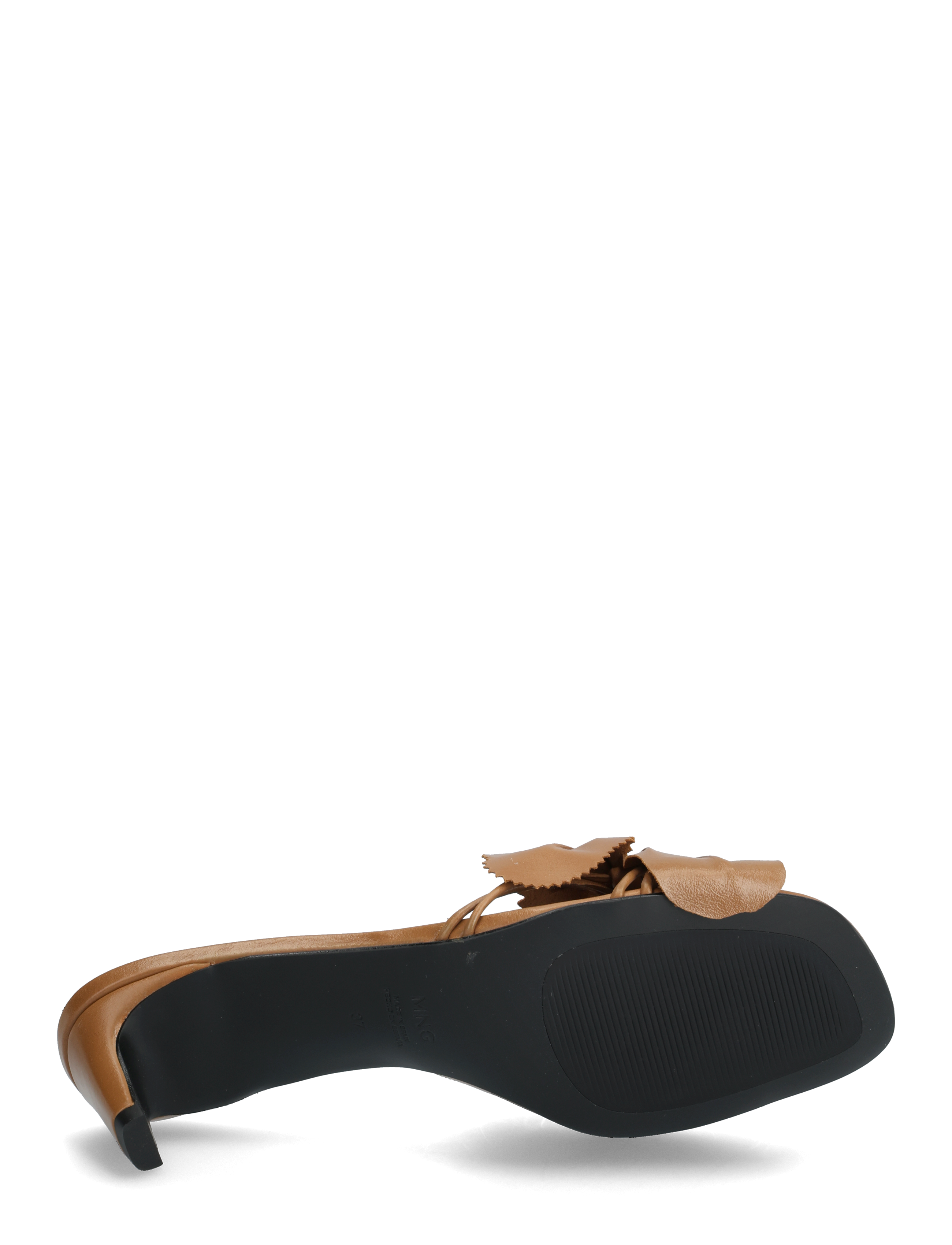 Mango - Leather heeled sandals with flower detail - medium brown - 5