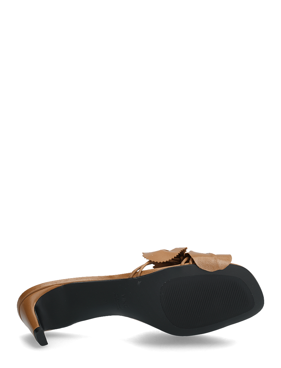 Mango - Leather heeled sandals with flower detail - medium brown - 5