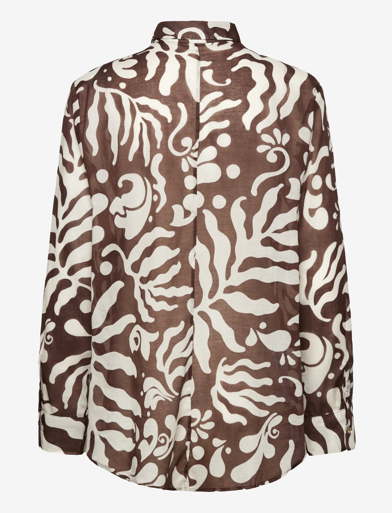 Mango - Printed cotton shirt - långärmade skjortor - brown - 2