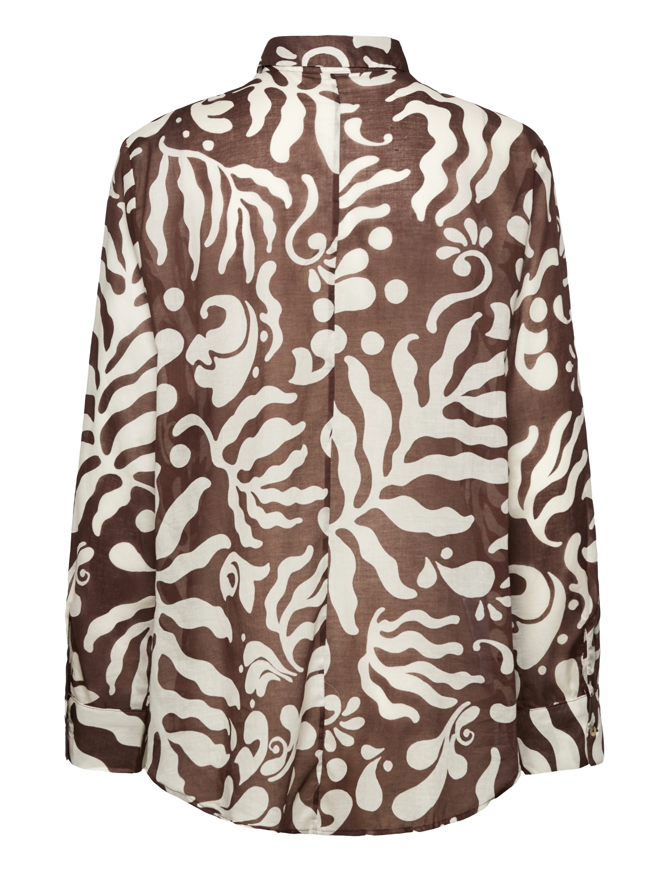Mango - Printed cotton shirt - langermede skjorter - brown - 2