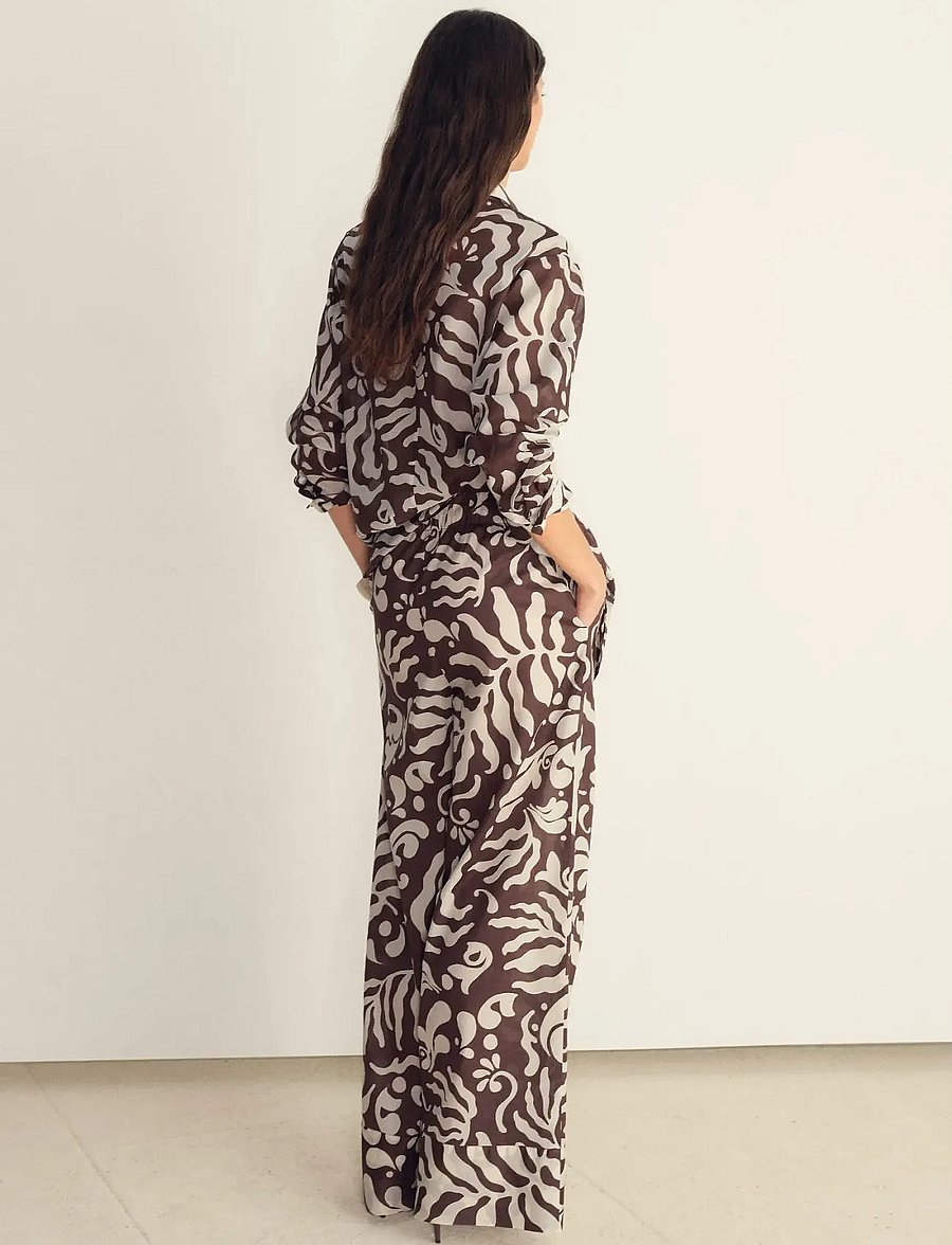 Mango - Printed cotton shirt - langermede skjorter - brown - 3