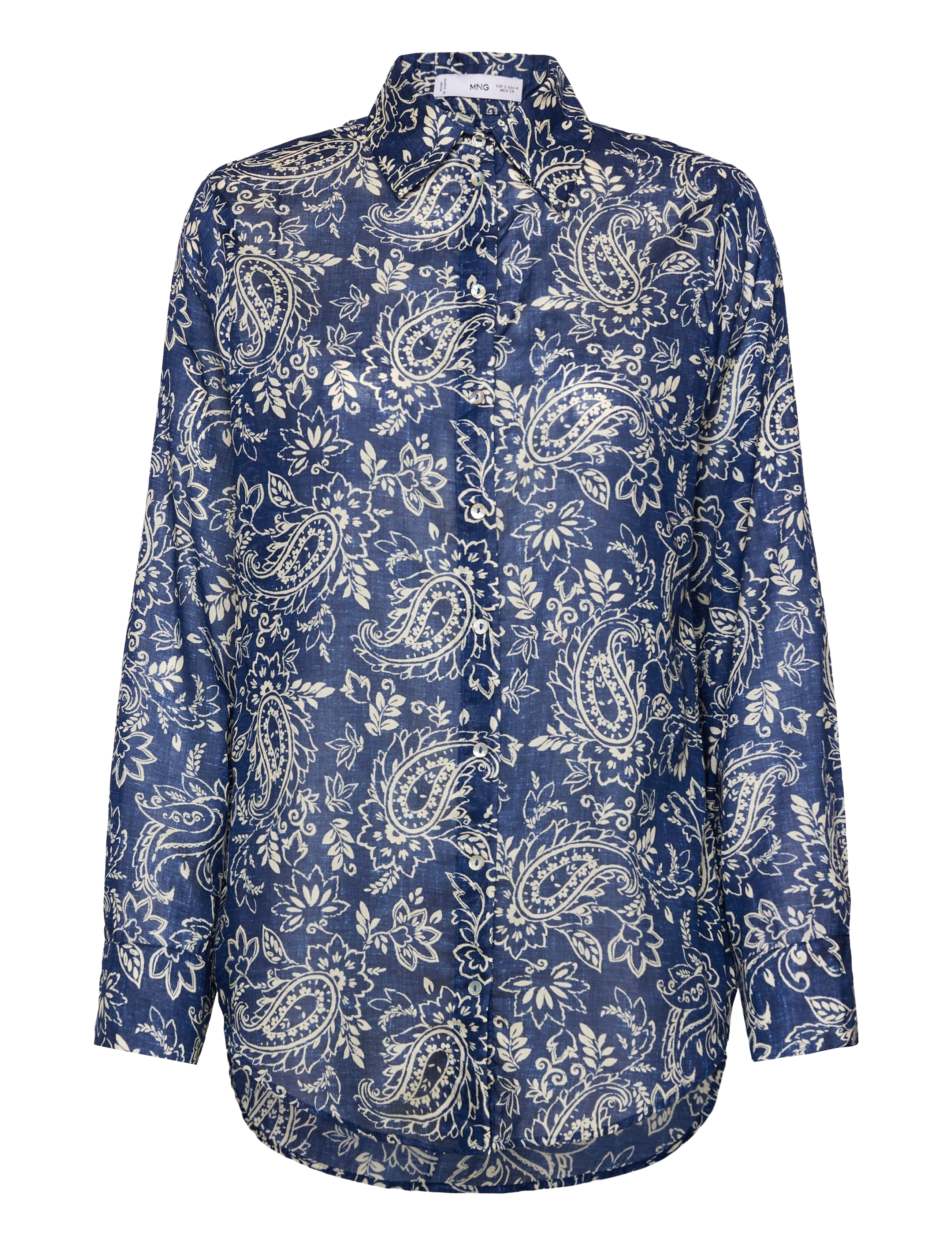 MANGO Printed Baumwolle Shirt Schwarz - XS - Damen