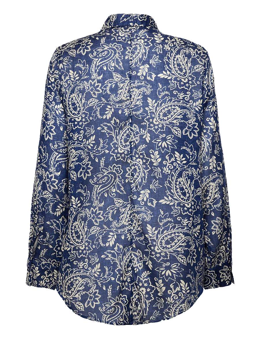 Mango - Printed cotton shirt - langærmede skjorter - medium blue - 2