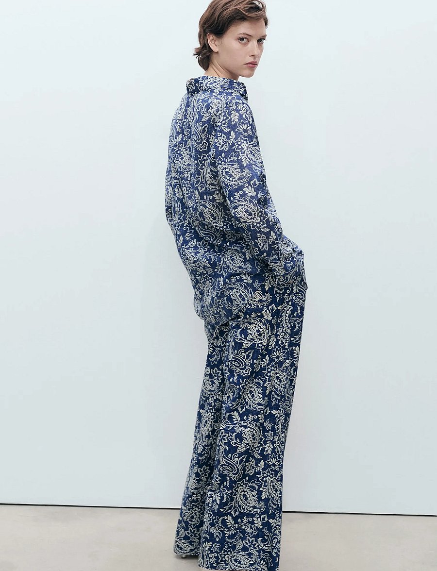 Mango - Printed cotton shirt - langærmede skjorter - medium blue - 3