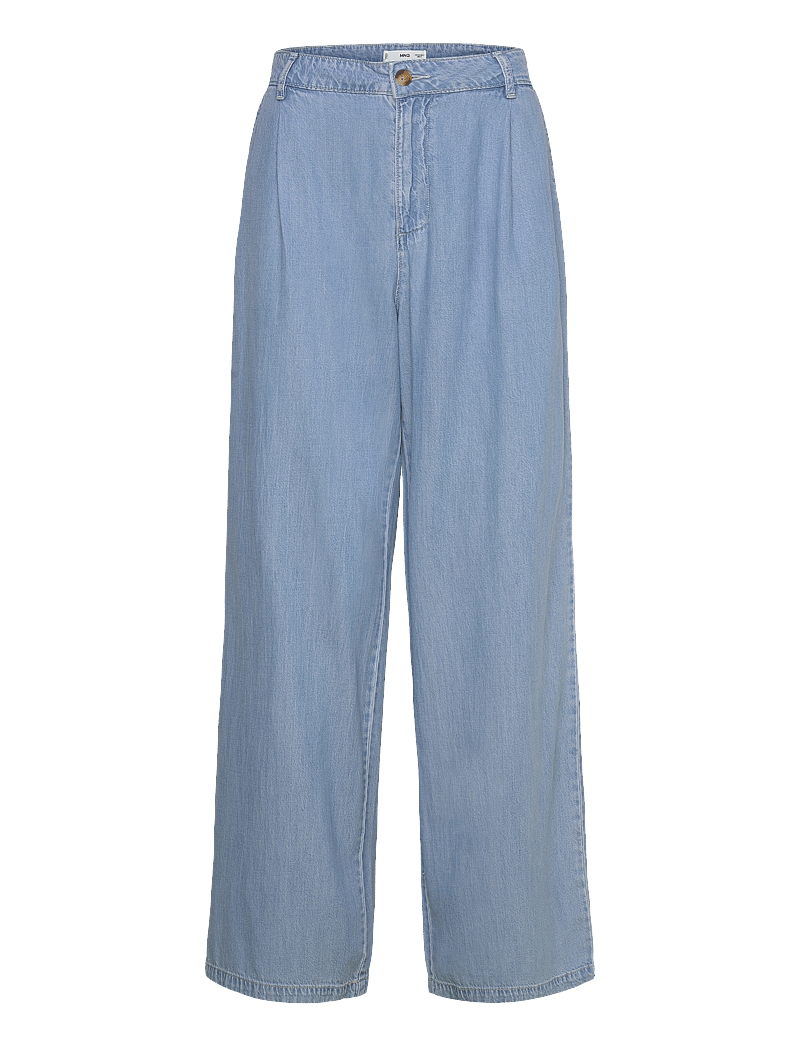 Mango - Wide leg lyocell pants with pleats - vida byxor - open blue - 1