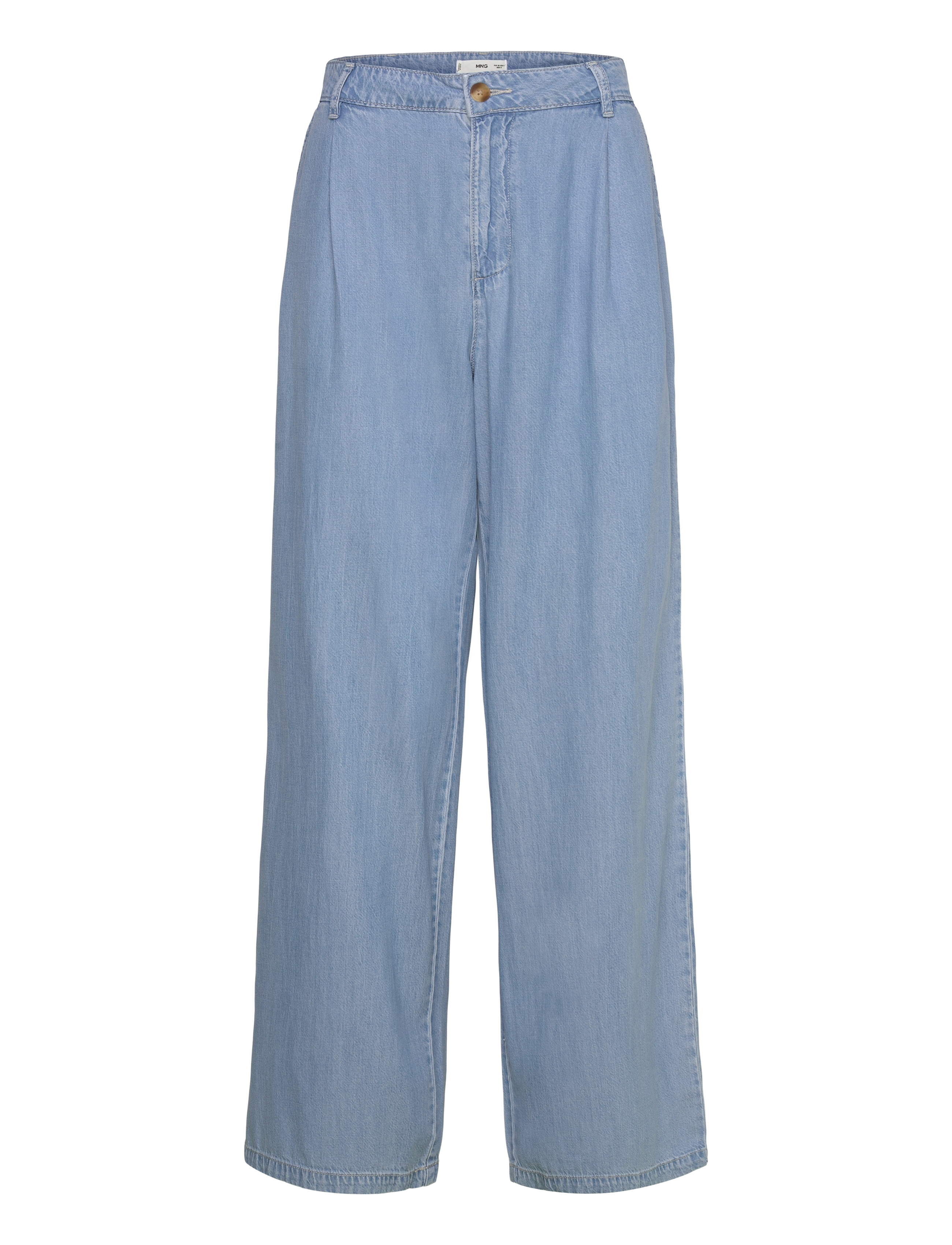 Mango Wide leg lyocell pants with pleats - Byxor - OPEN BLUE / blue