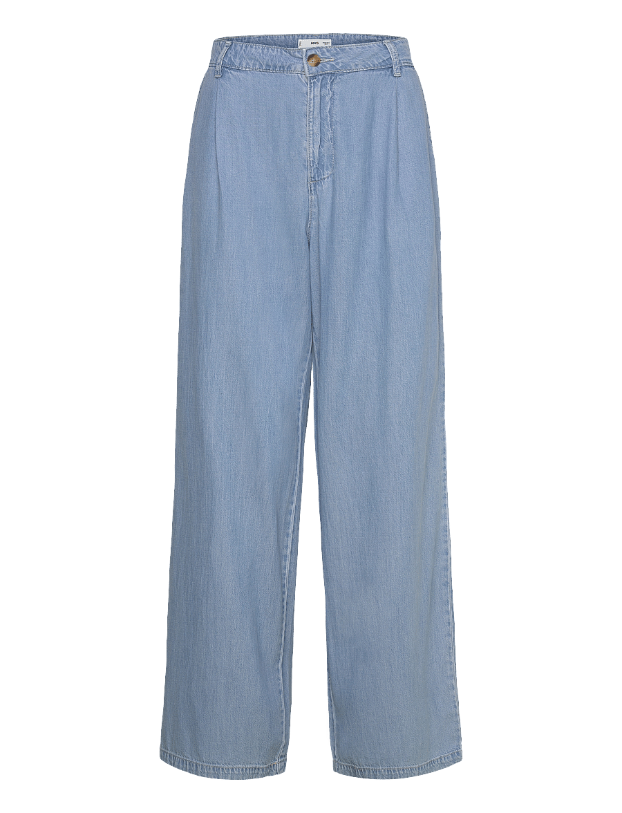Mango - Wide leg lyocell pants with pleats - bukser med brede ben - open blue - 1
