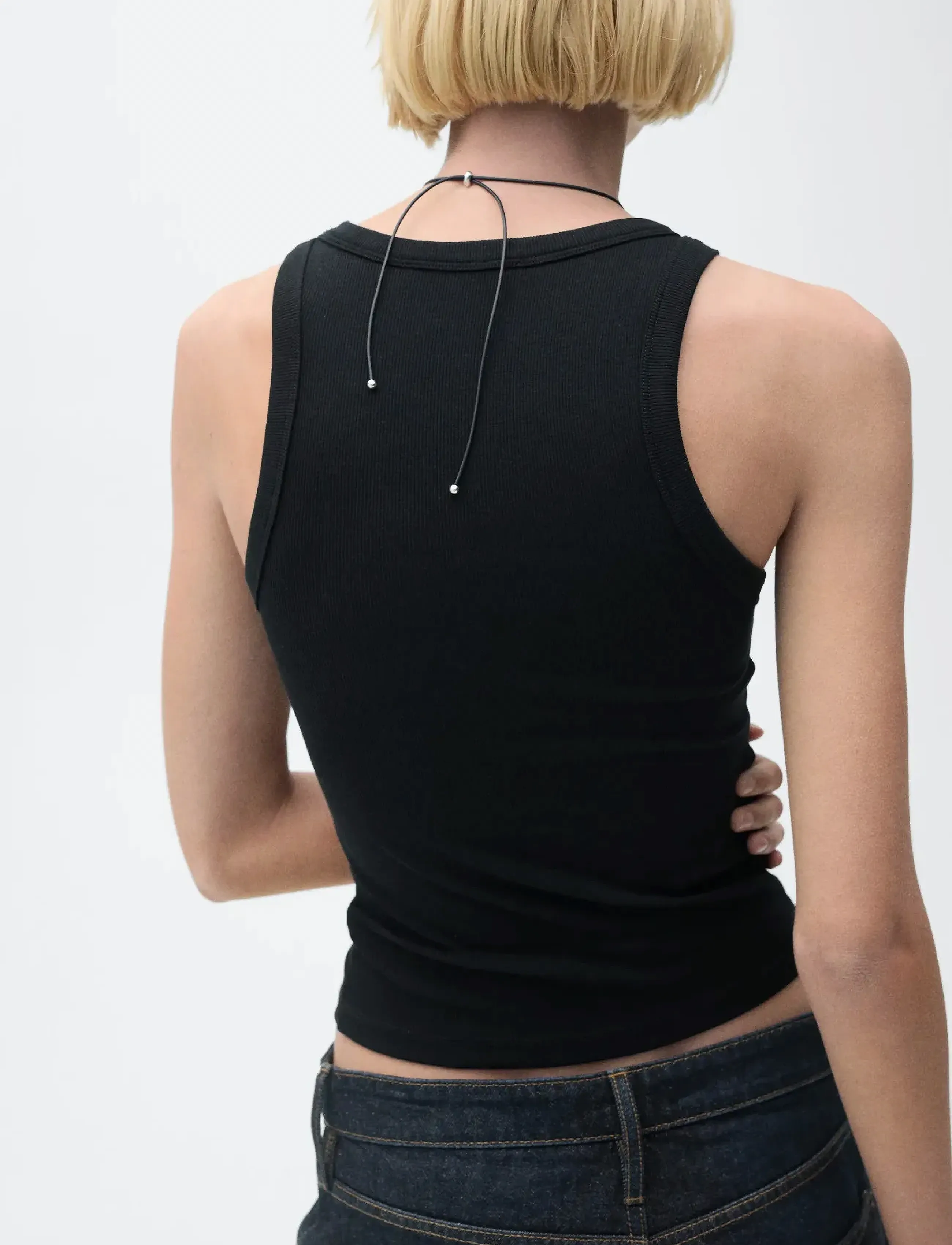 Mango - Ribbed cotton-blend top - black - 3