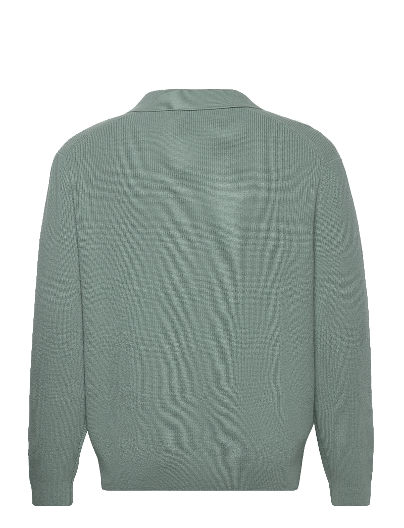 Mango - Knitted wool blend polo sweater - long-sleeved knitted polos - turquoise - aqua - 1