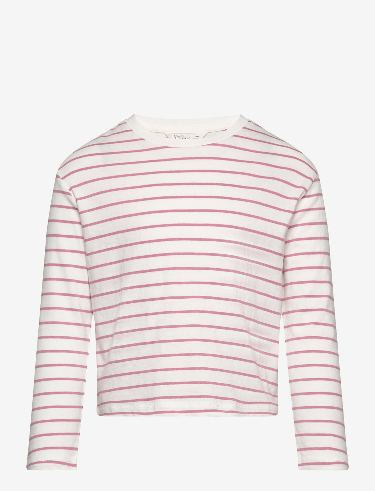 Mango - 100% cotton striped t-shirt - langærmede t-shirts - pink - 0