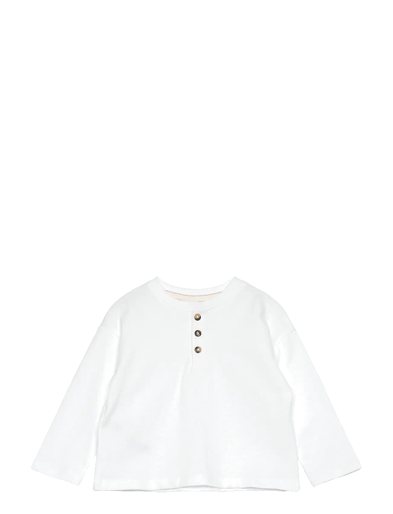 Mango - Long sleeve cotton t-shirt - långärmade t-shirts - natural white - 0