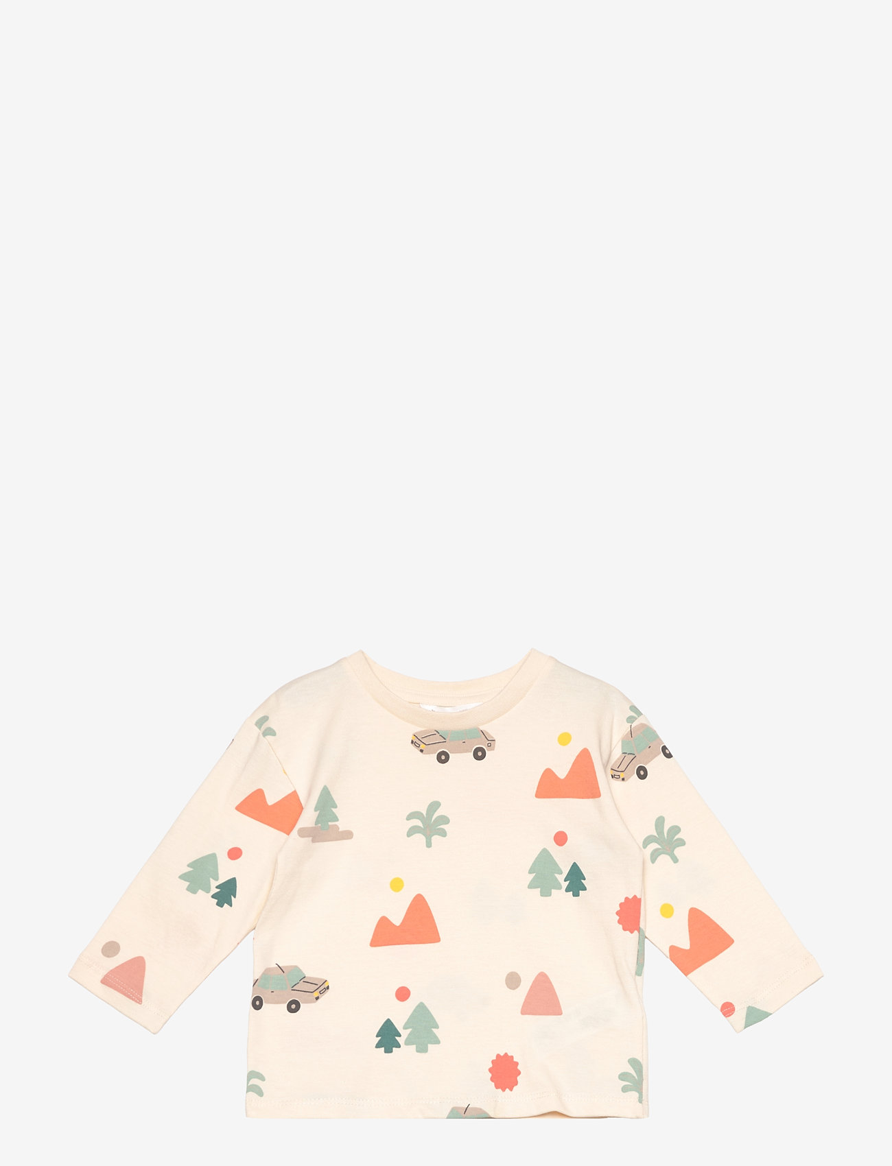 Mango - 100% cotton t-shirt with printed drawing - langærmede t-shirts - light beige - 0