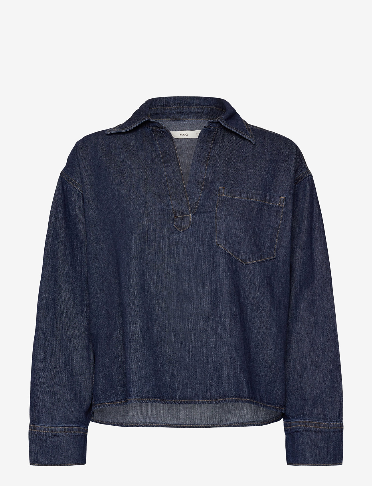 Mango - Denim cotton shirt - open blue - 0
