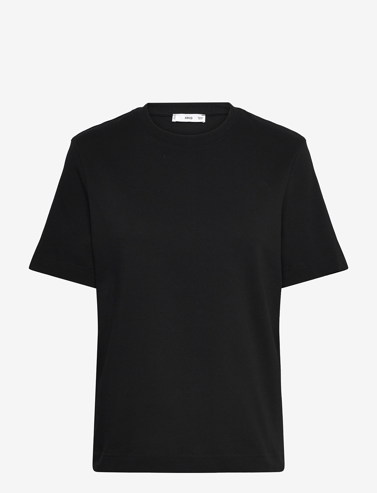 Mango - Short-sleeved cotton t-shirt - autumn clothing - black - 0