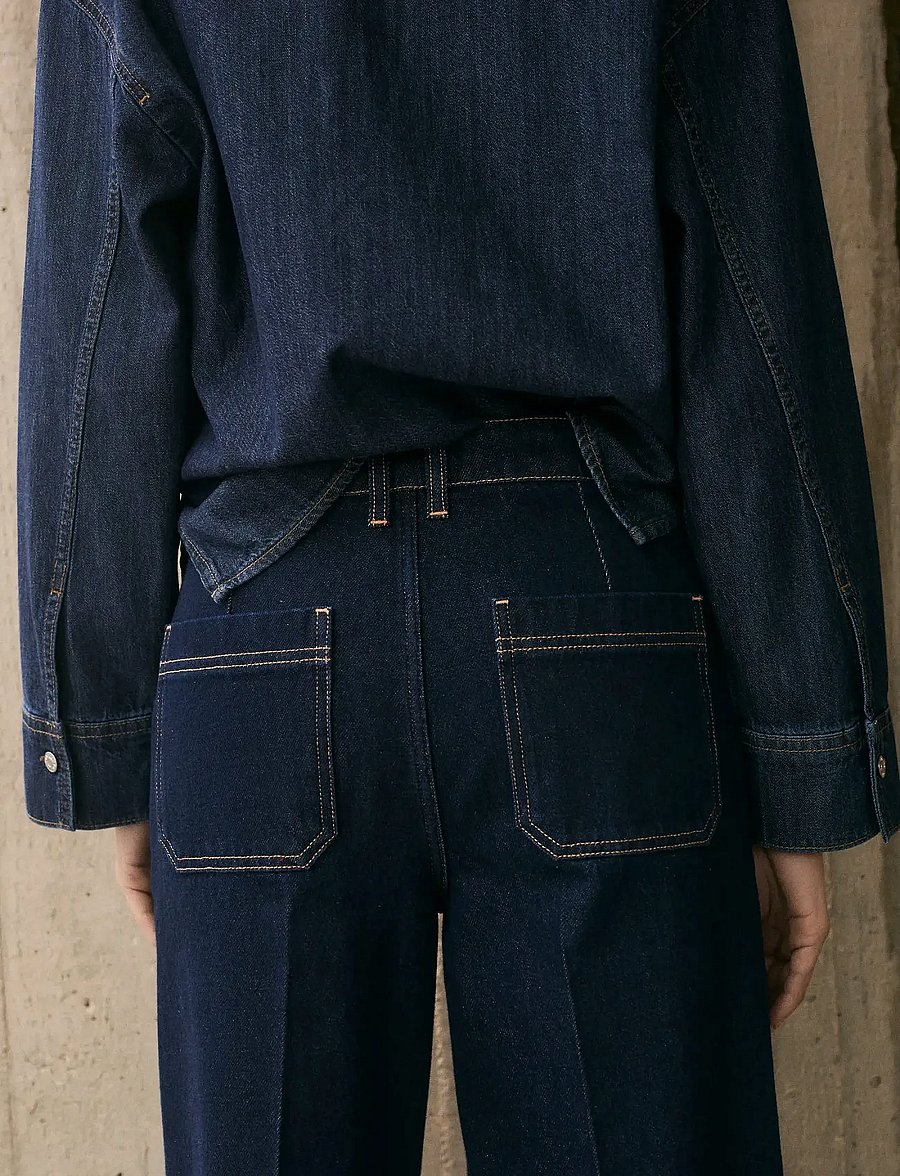 Mango - High-rise wide leg rinse-wash jeans - vida jeans - open blue - 3