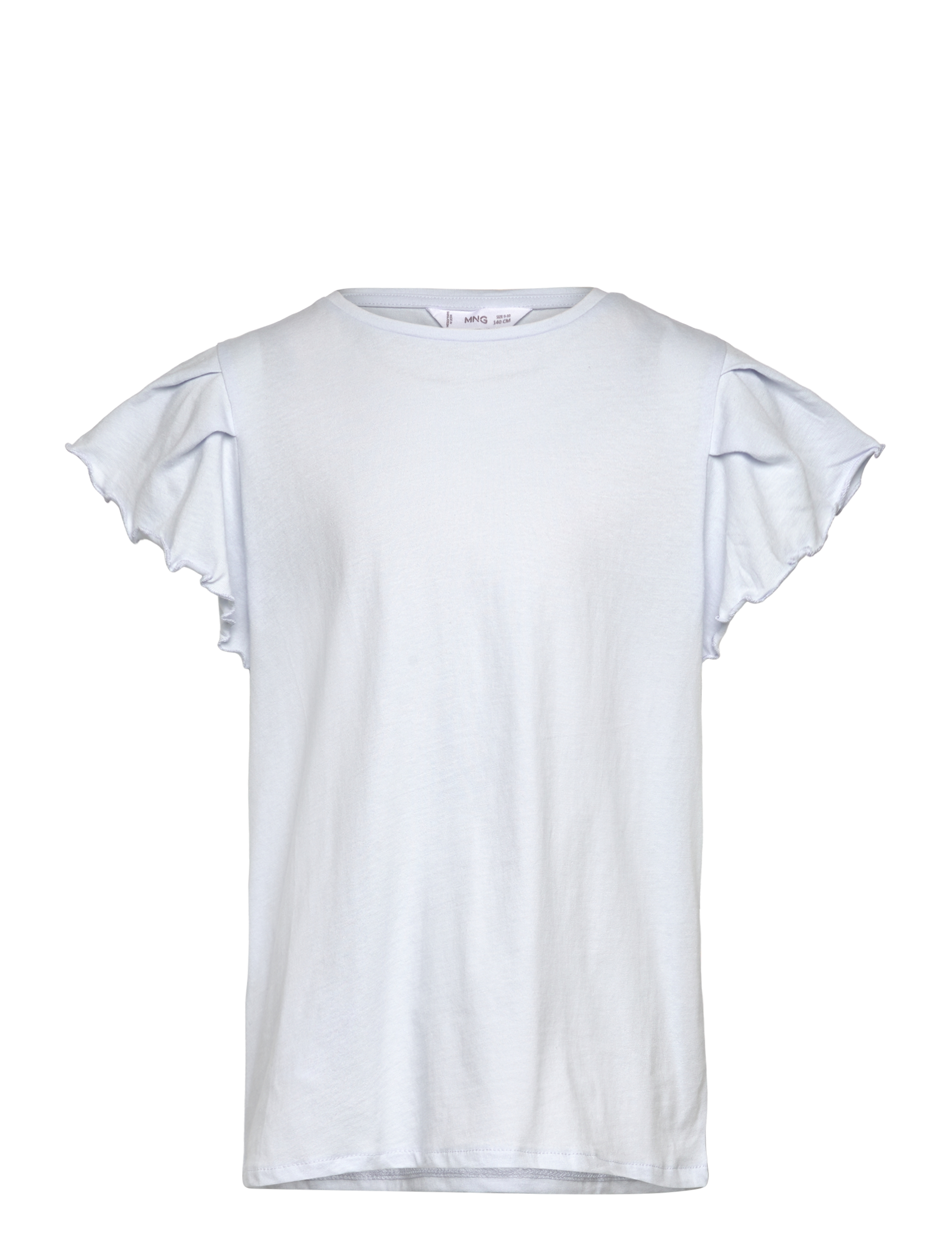 Mango Short-sleeved ruffle t-shirt - Overdele - LT-PASTEL BLUE / blue